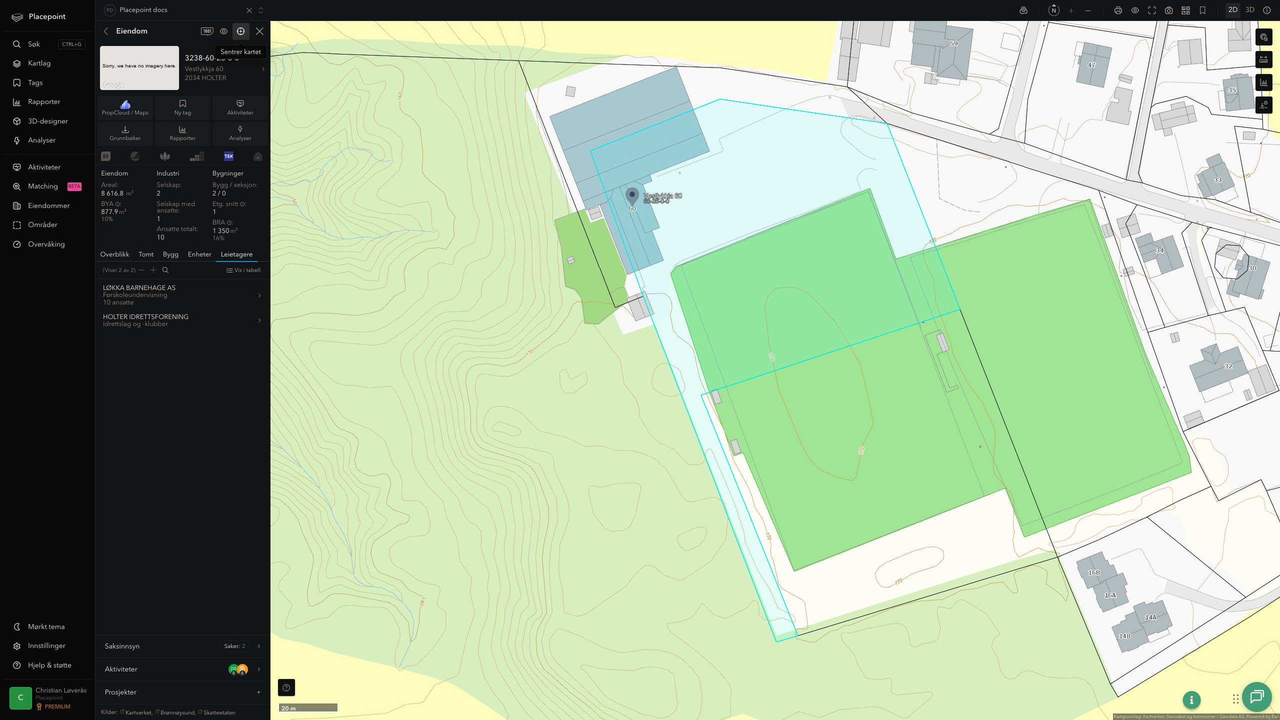 Eiendomspanel for en av Nannestad kommunes eiendommer