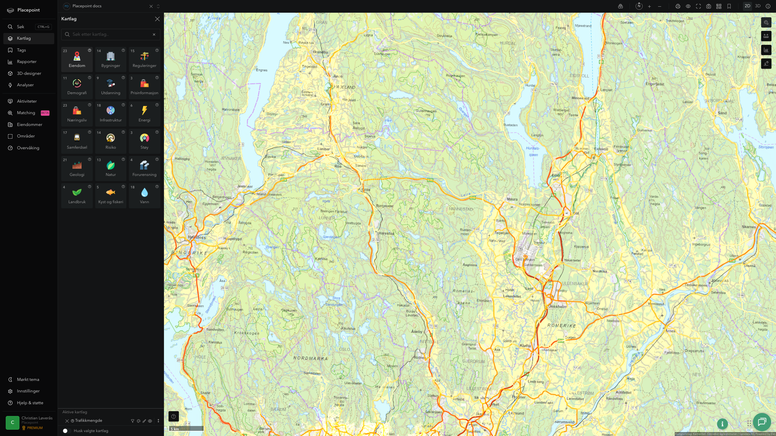 Nannestad - trafikkmengde (ÅDT)