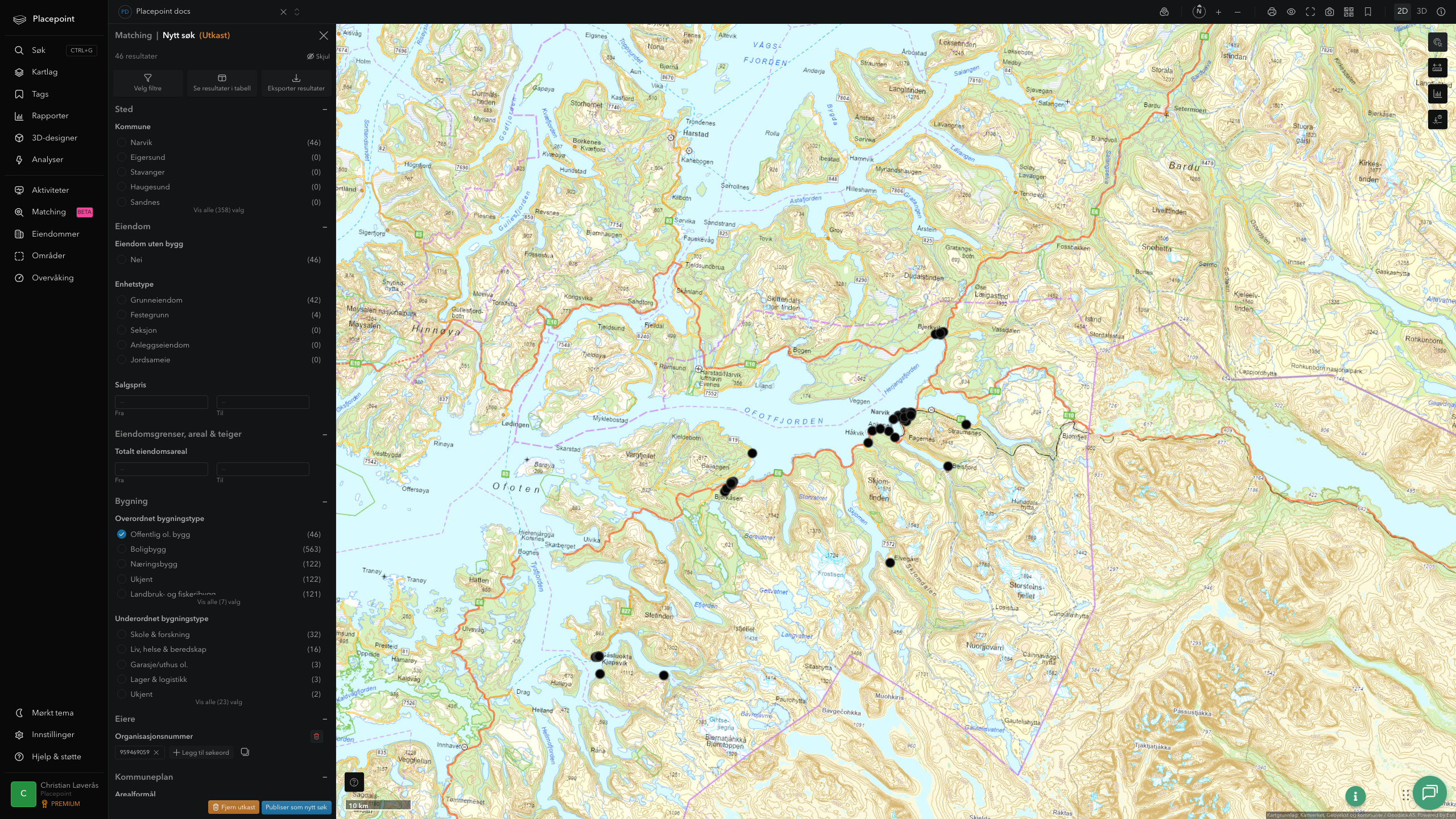 Matching-resultat for Narvik kommune