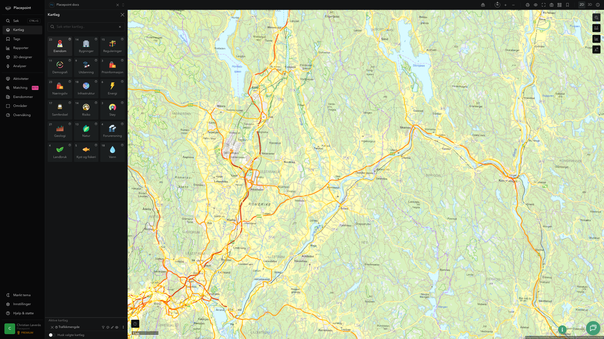 Nes - trafikkmengde (ÅDT)