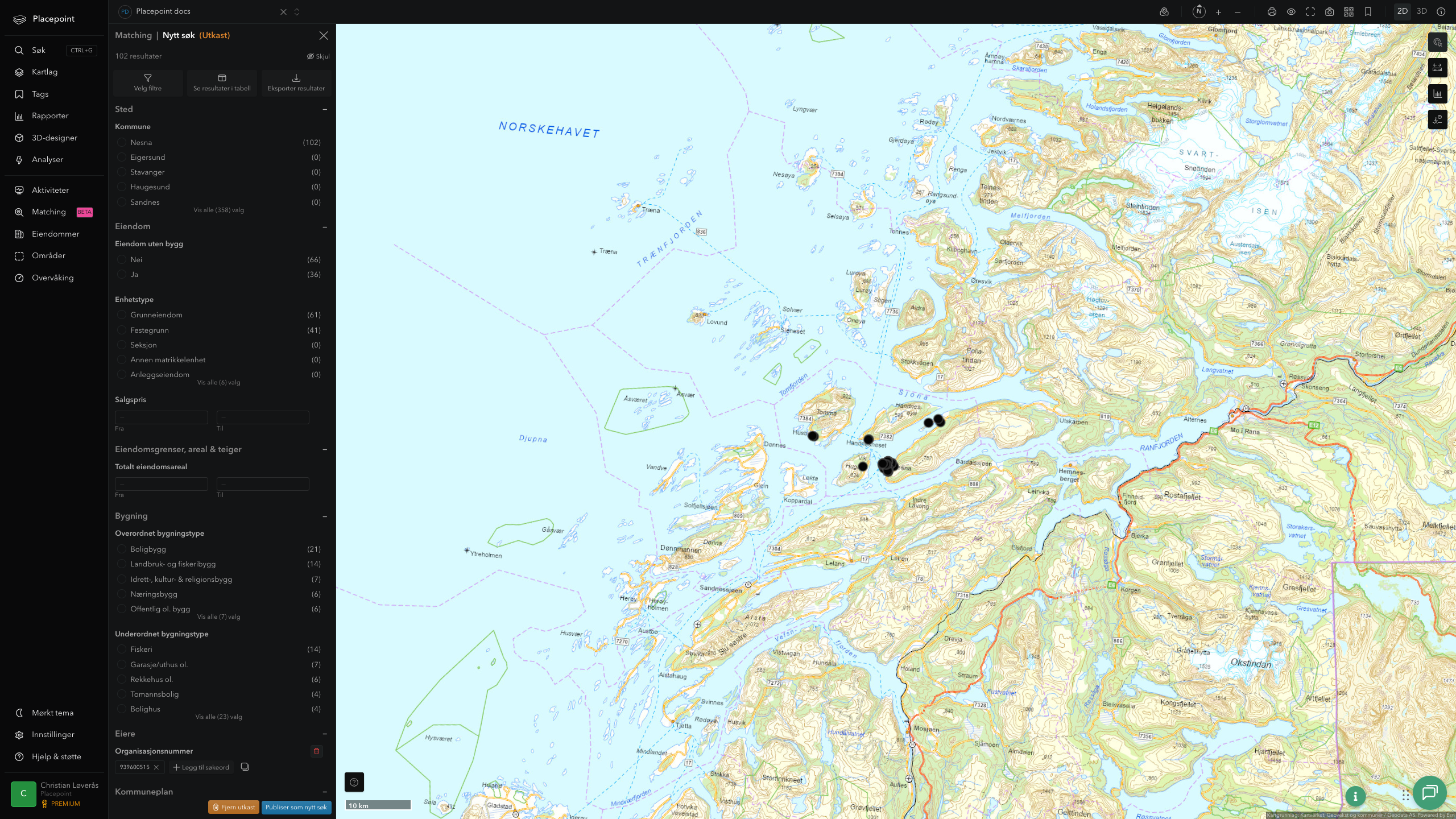 Matching-resultat for Nesna kommune