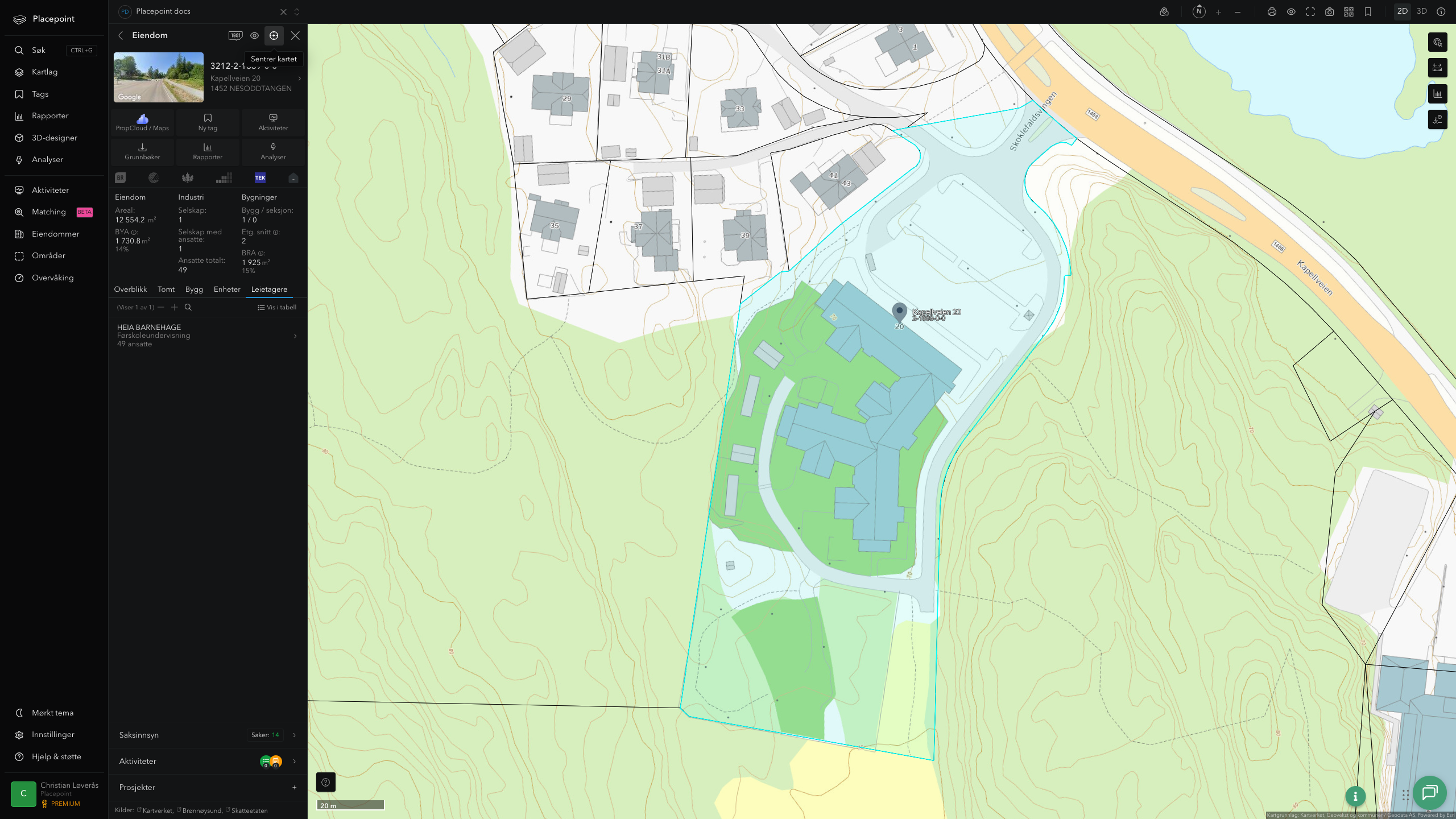 Eiendomspanel for en av Nesodden kommunes eiendommer