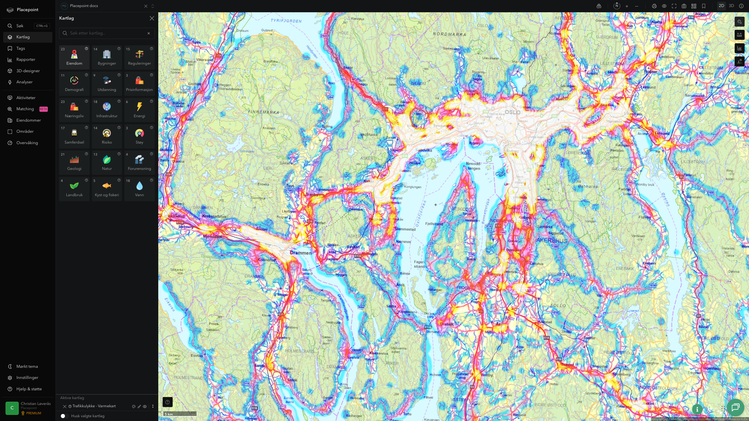 Nesodden - trafikkulykker (varmekart)