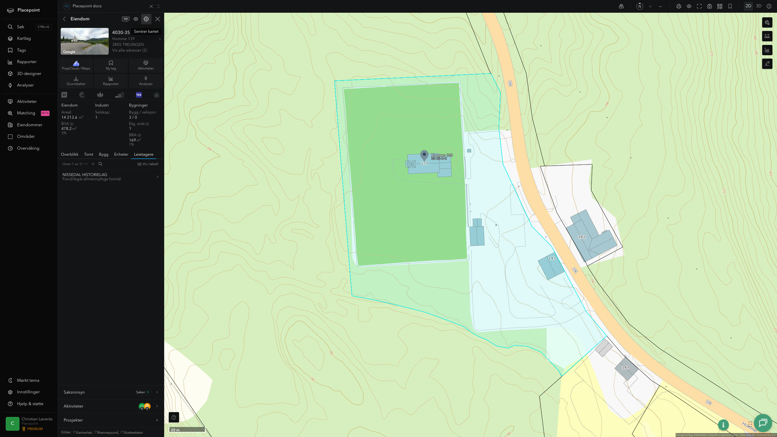 Eiendomspanel for en av Nissedal kommunes eiendommer