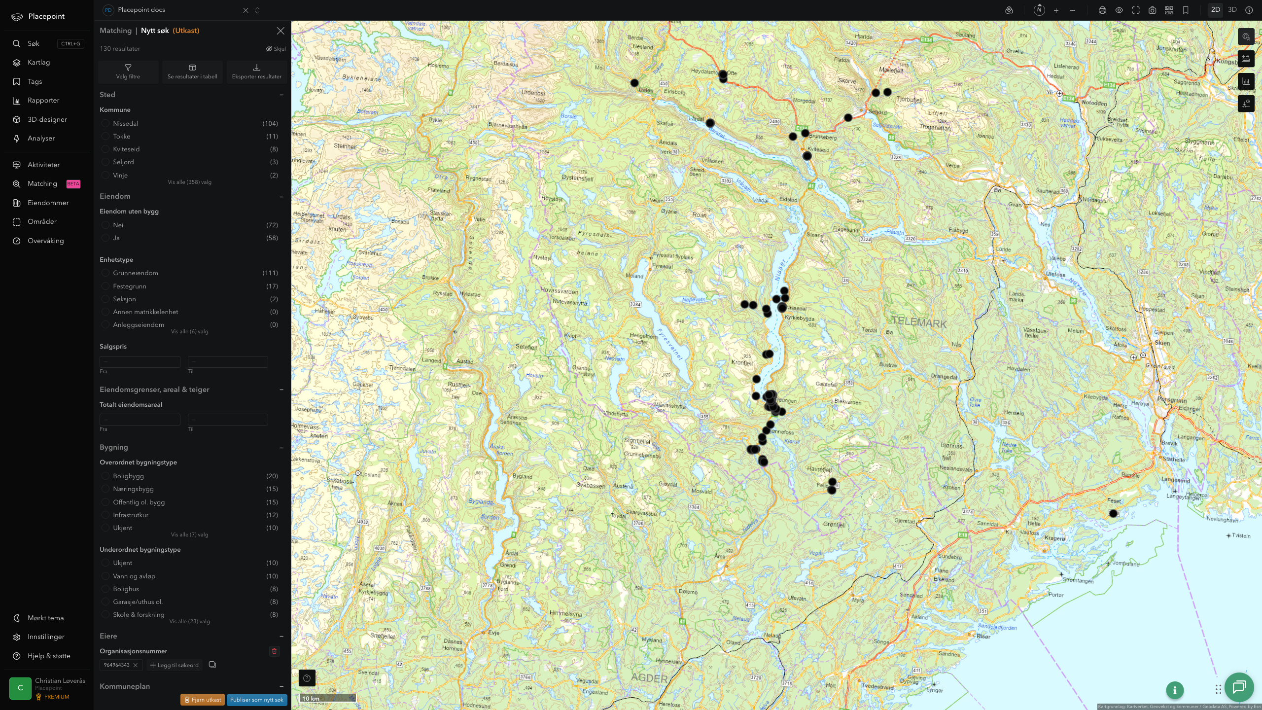 Matching-resultat for Nissedal kommune