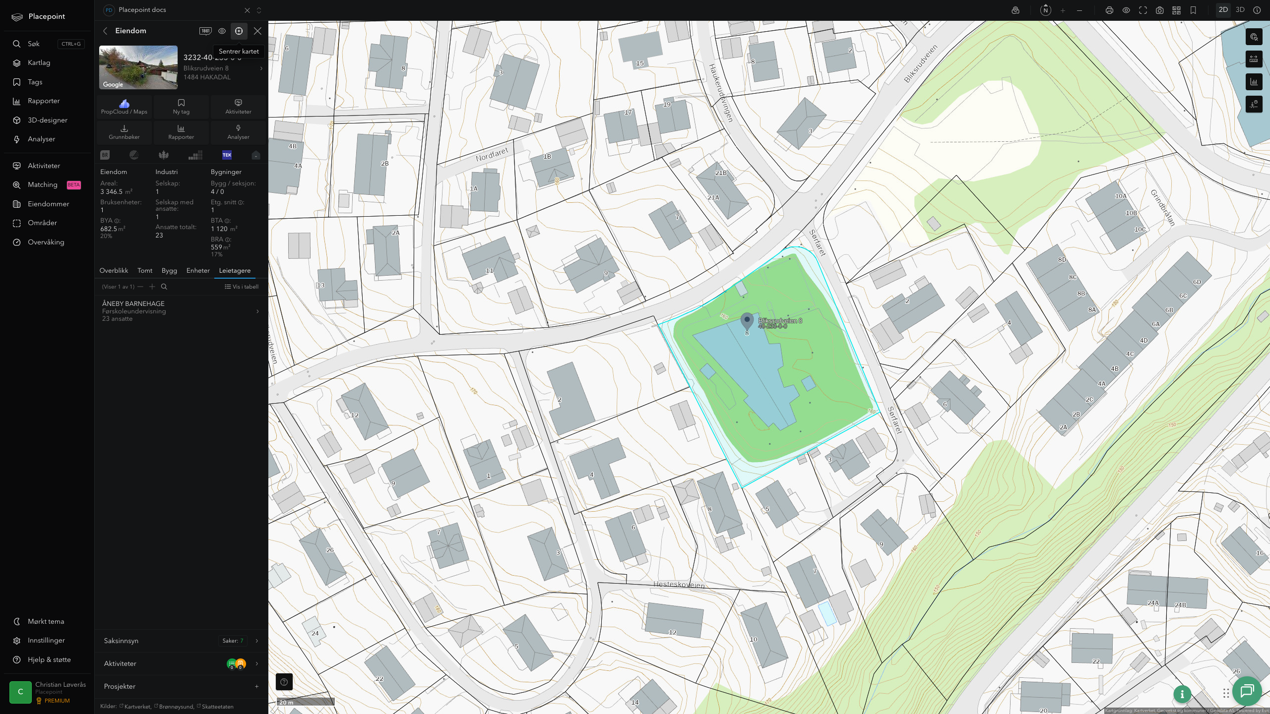 Eiendomspanel for en av Nittedal kommunes eiendommer