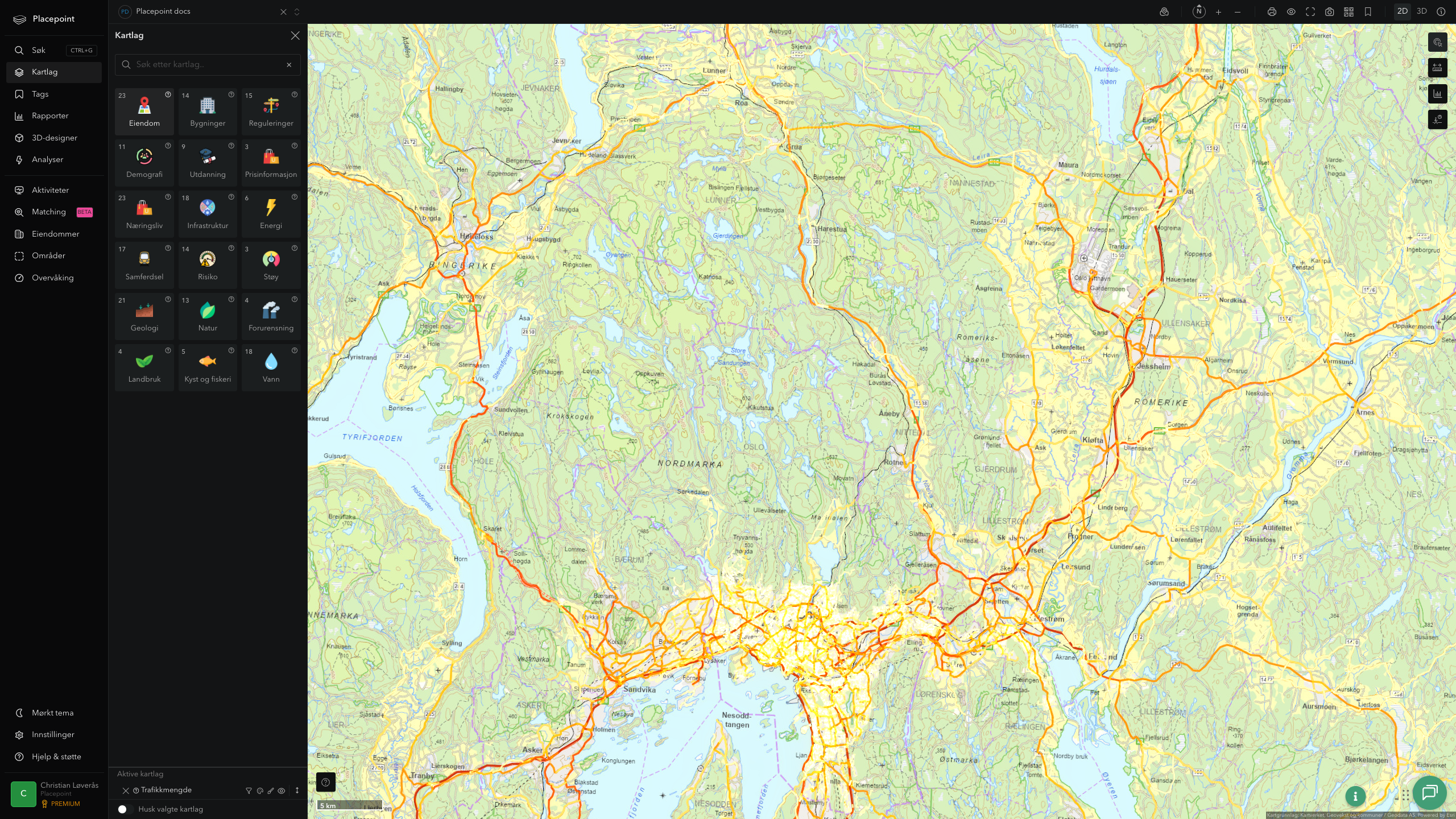 Nittedal - trafikkmengde (ÅDT)