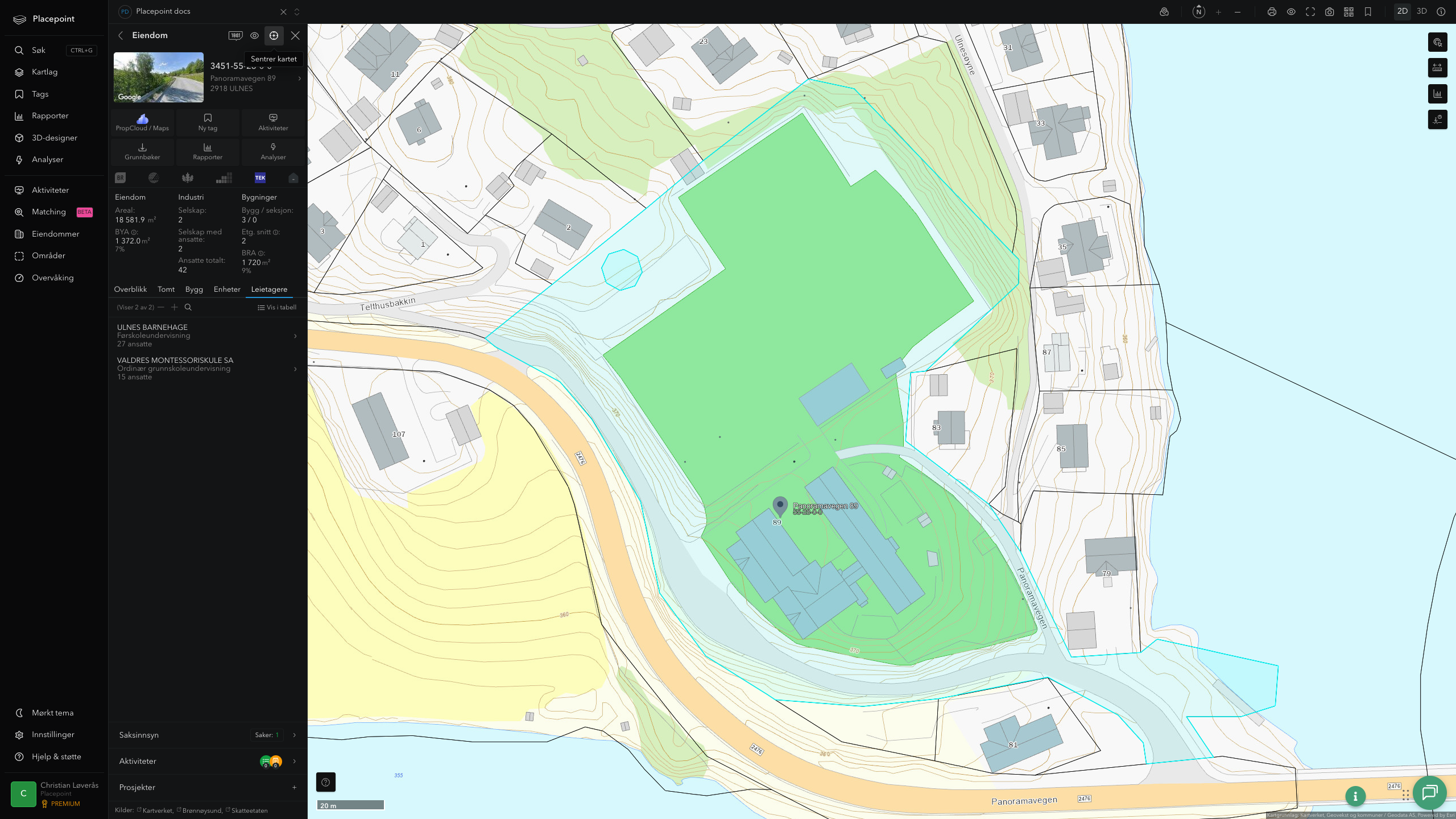 Eiendomspanel for en av Nord-Aurdal kommunes eiendommer
