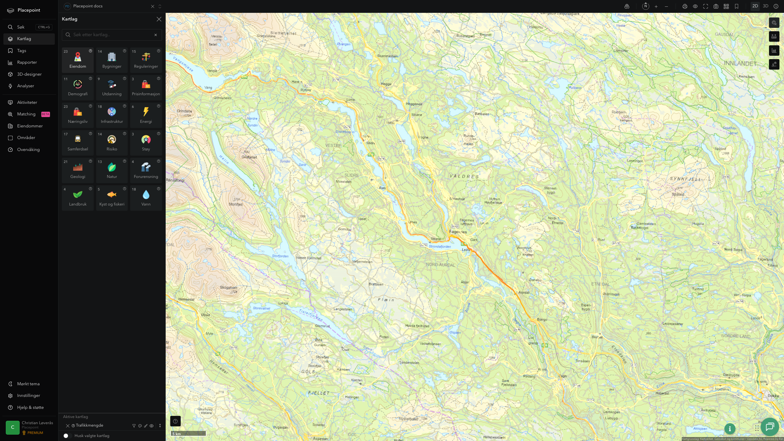 Nord-Aurdal - trafikkmengde (ÅDT)