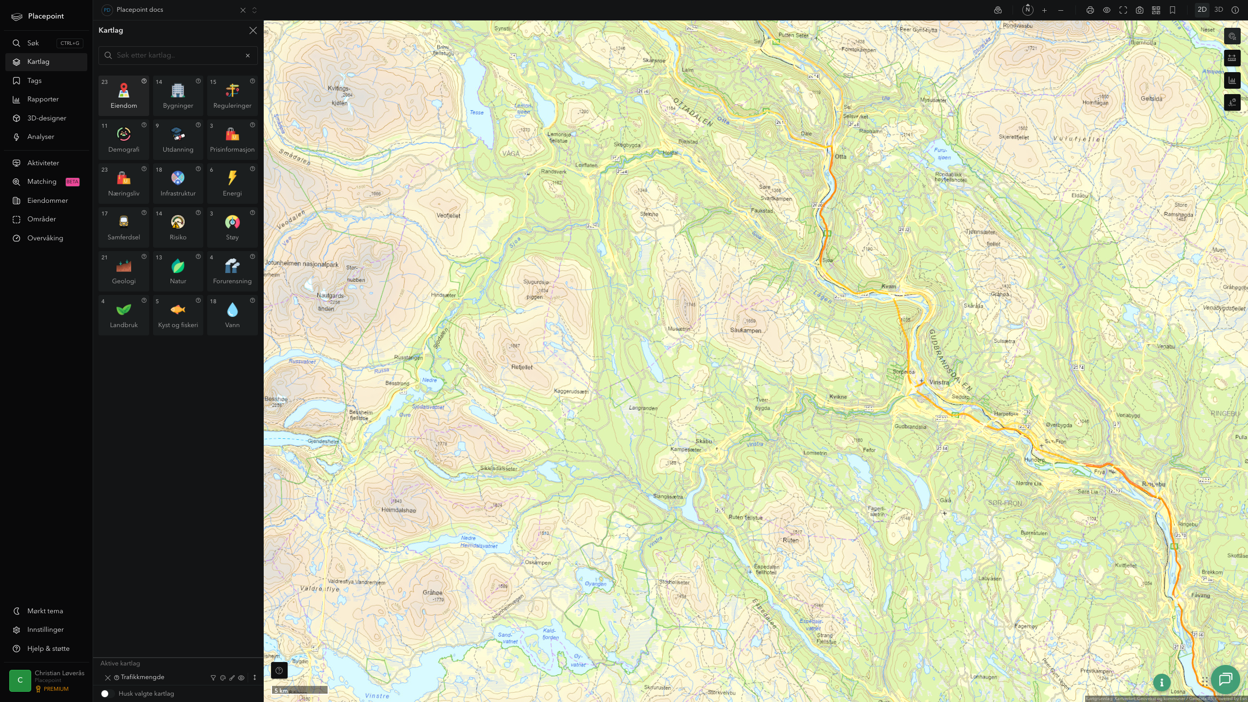 Nord-Fron - trafikkmengde (ÅDT)