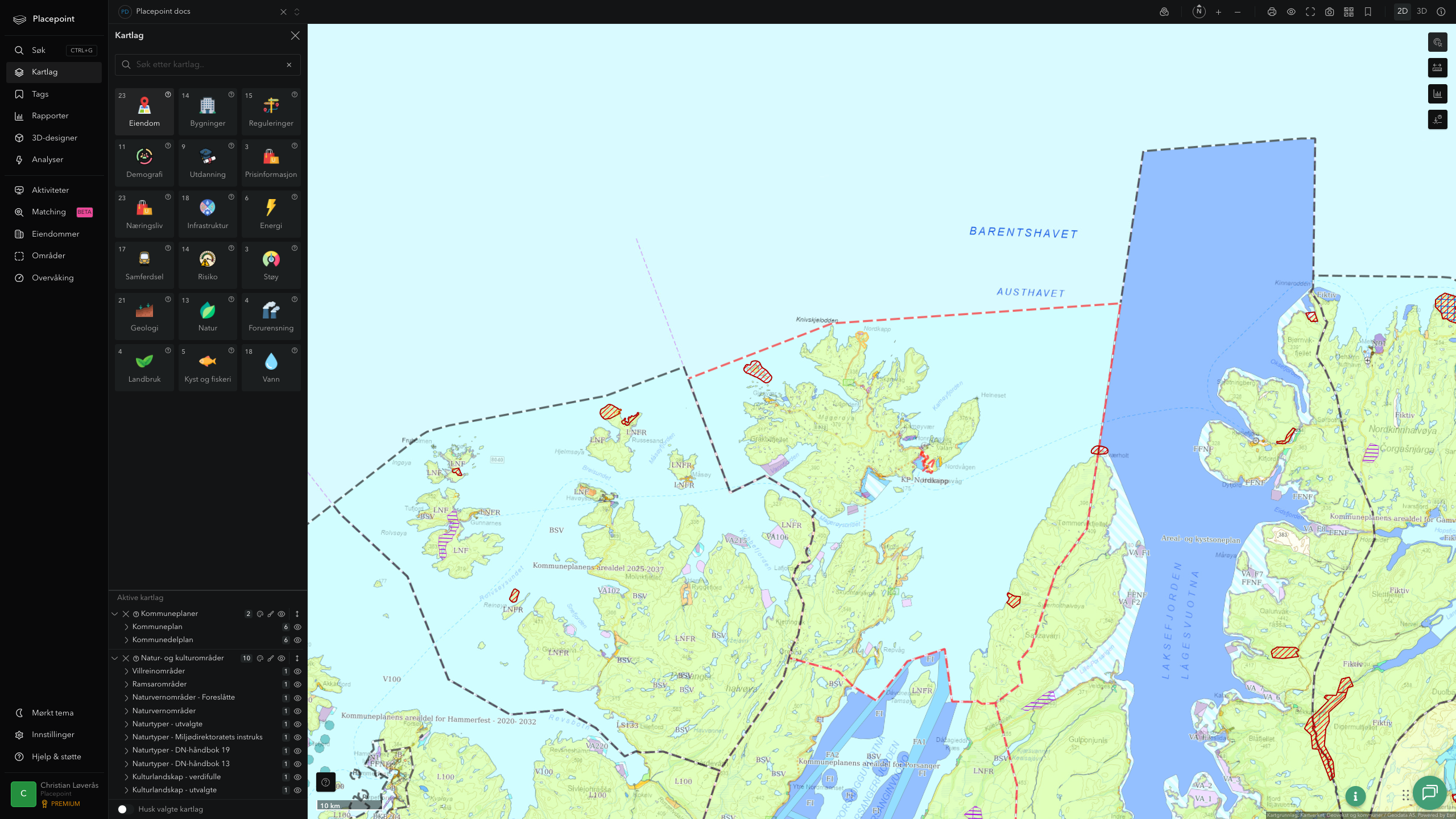 Nordkapp - kommuneplaner og kulturområder