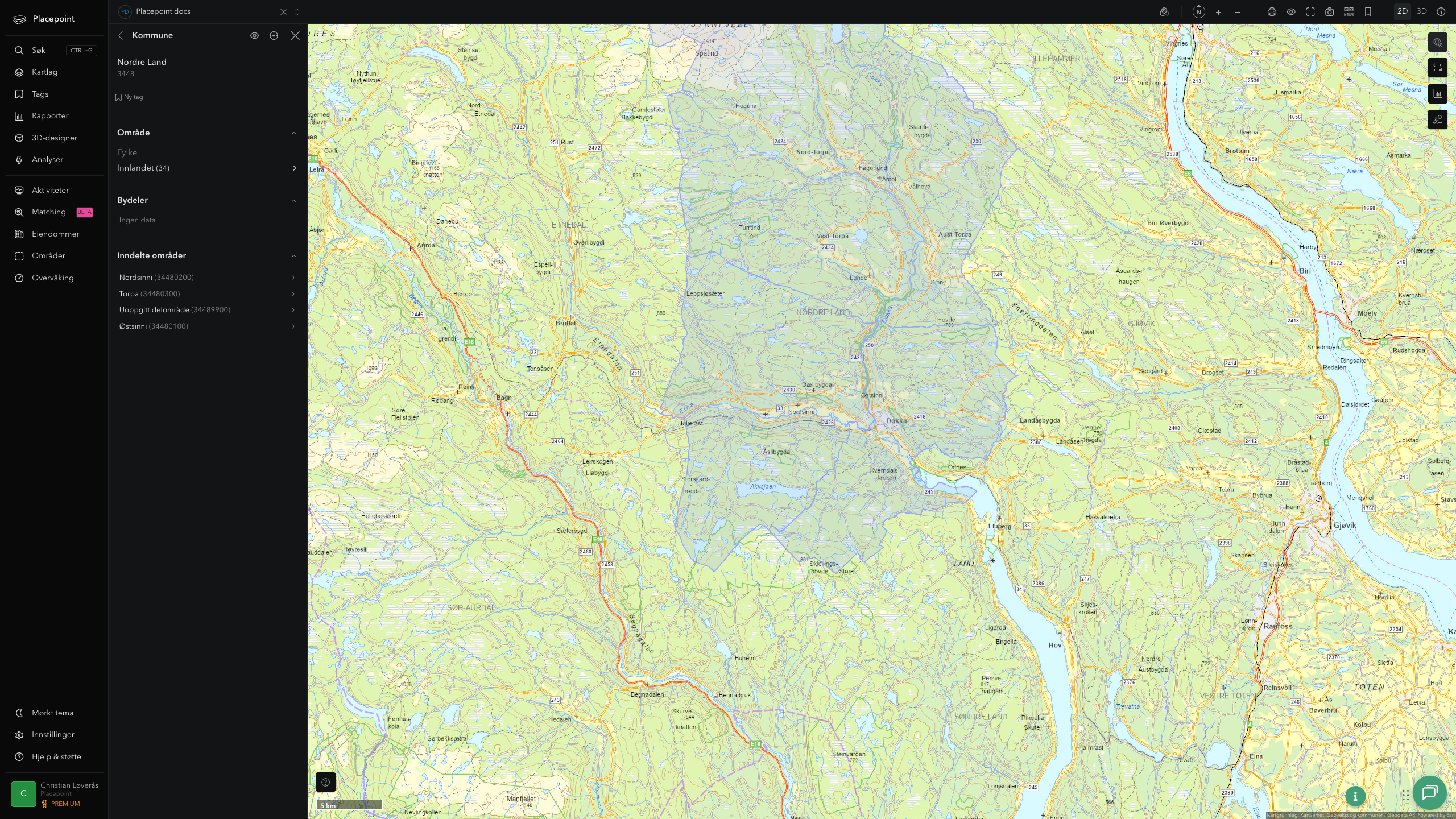 Nordre Land kommune i Placepoint