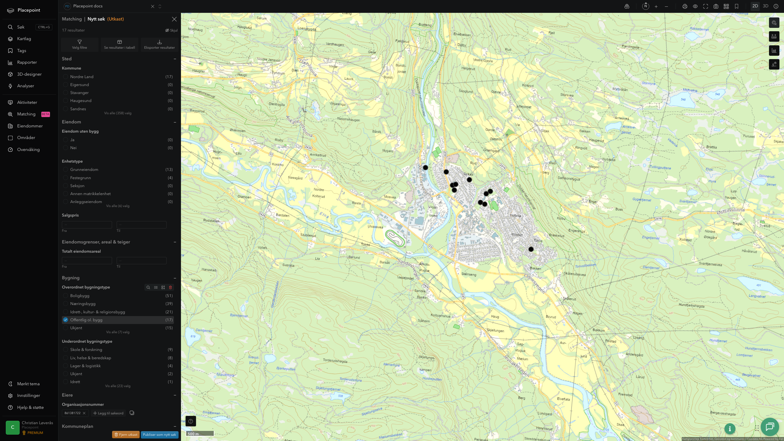 Nordre Land - offentlige bygg, sentrumsnært