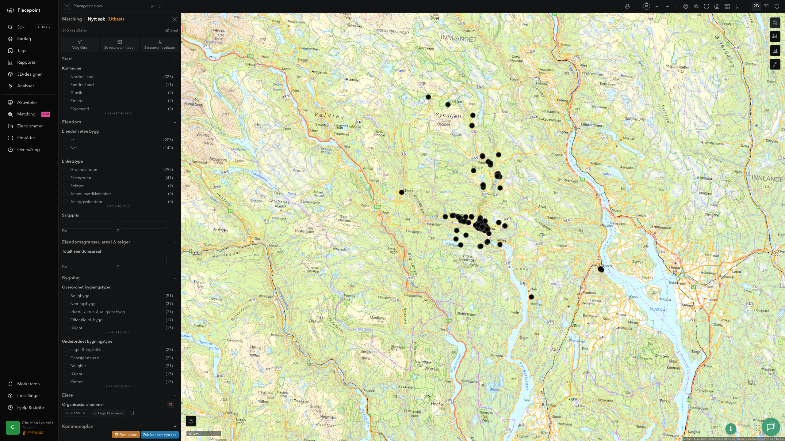 Matching-resultat for Nordre Land kommune