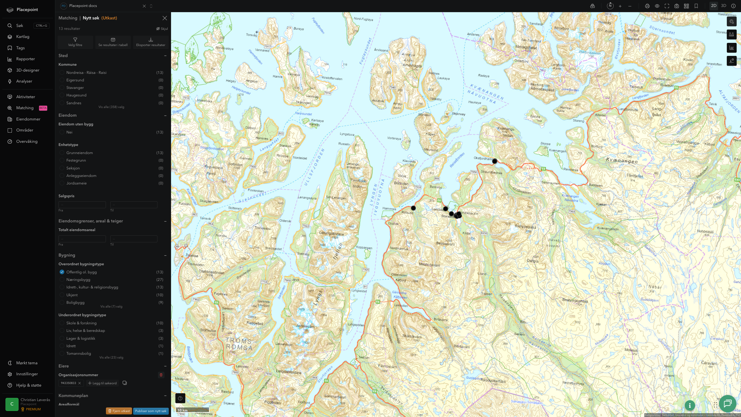 Matching-resultat for Nordreisa kommune