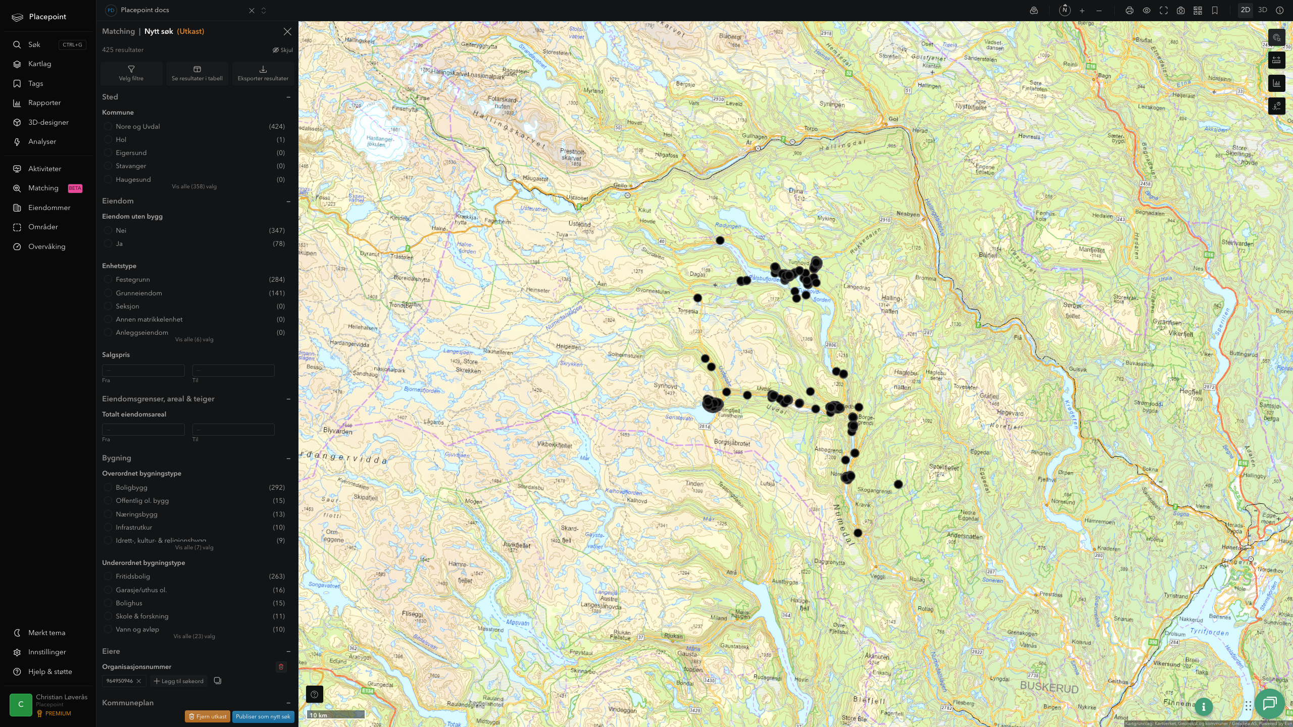 Matching-resultat for Nore og Uvdal kommune