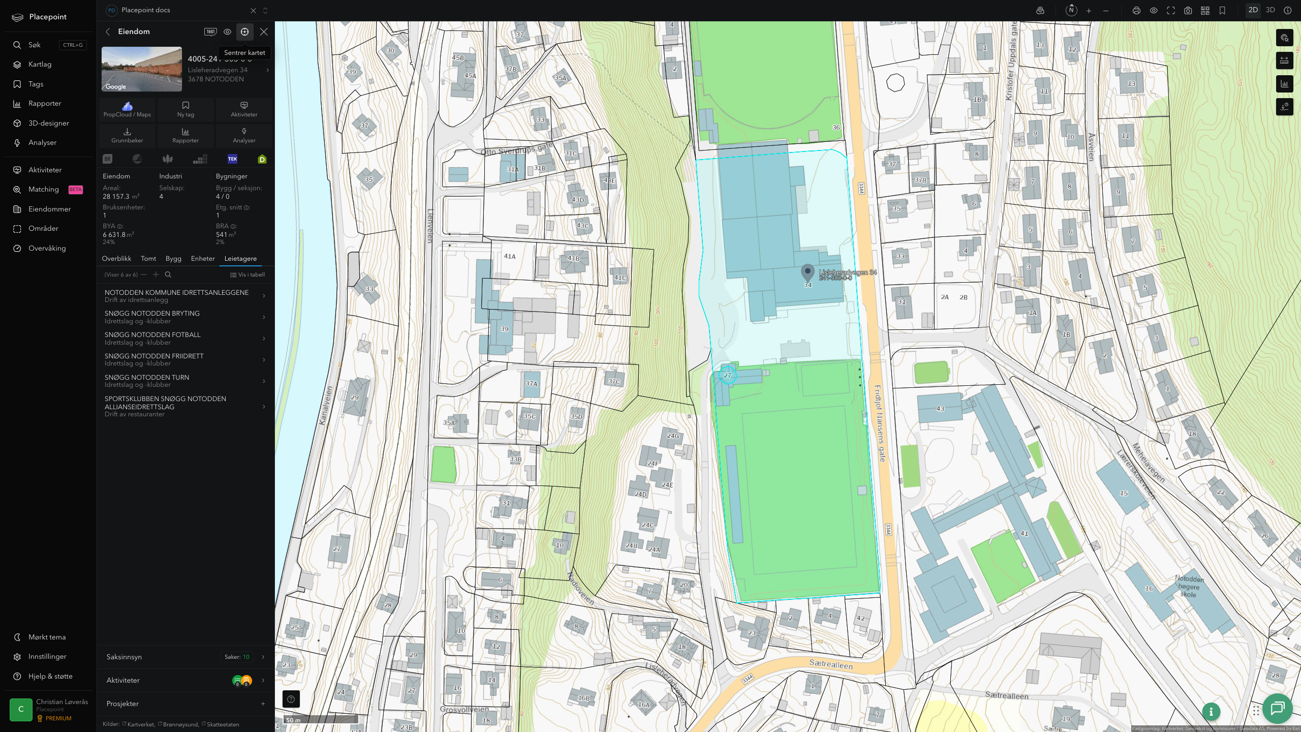 Eiendomspanel for en av Notodden kommunes eiendommer