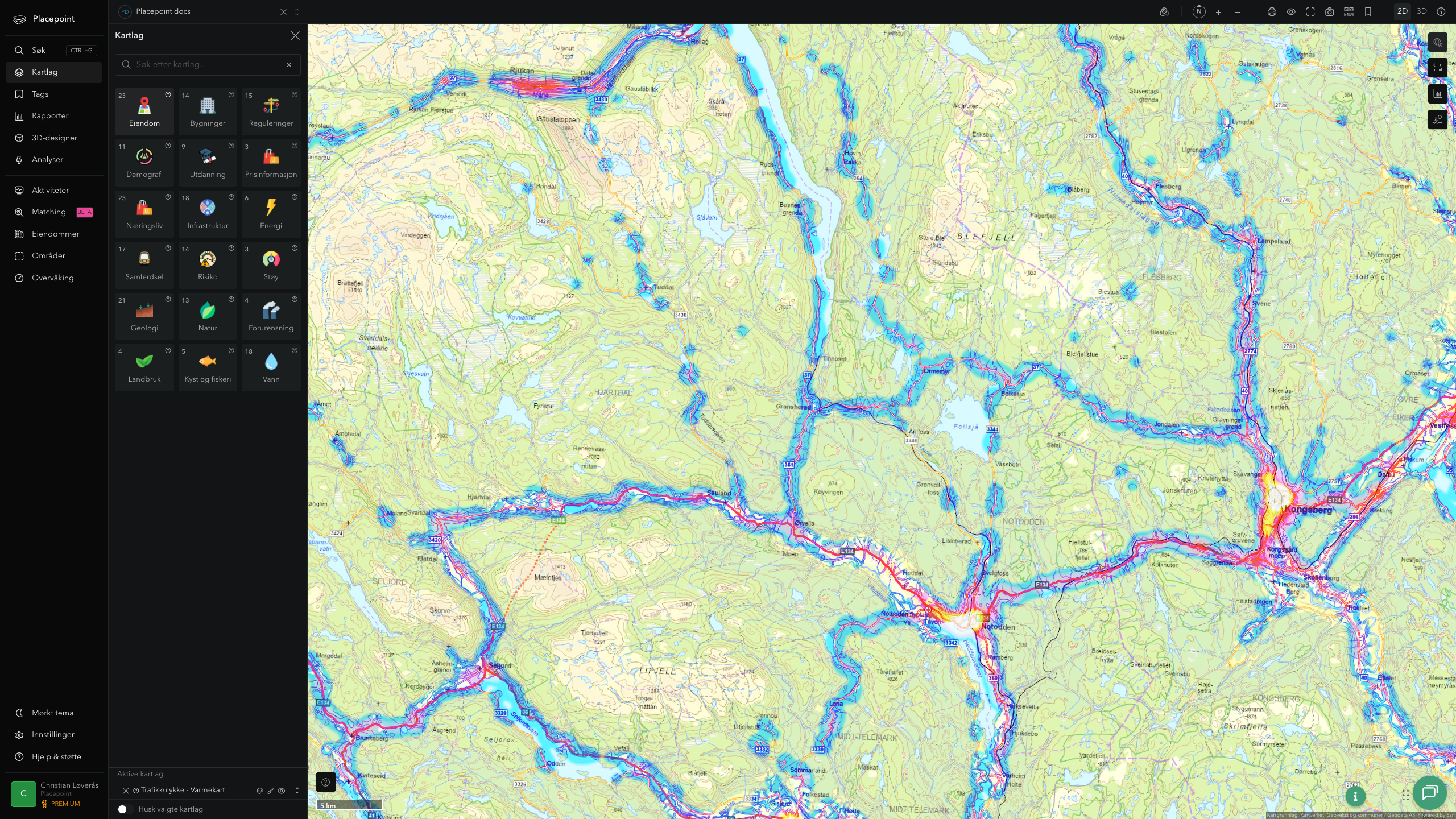Notodden - trafikkulykker (varmekart)