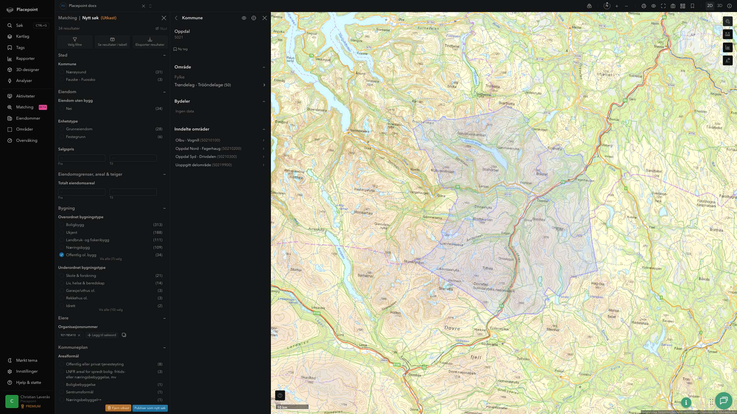 Oppdal kommune i Placepoint