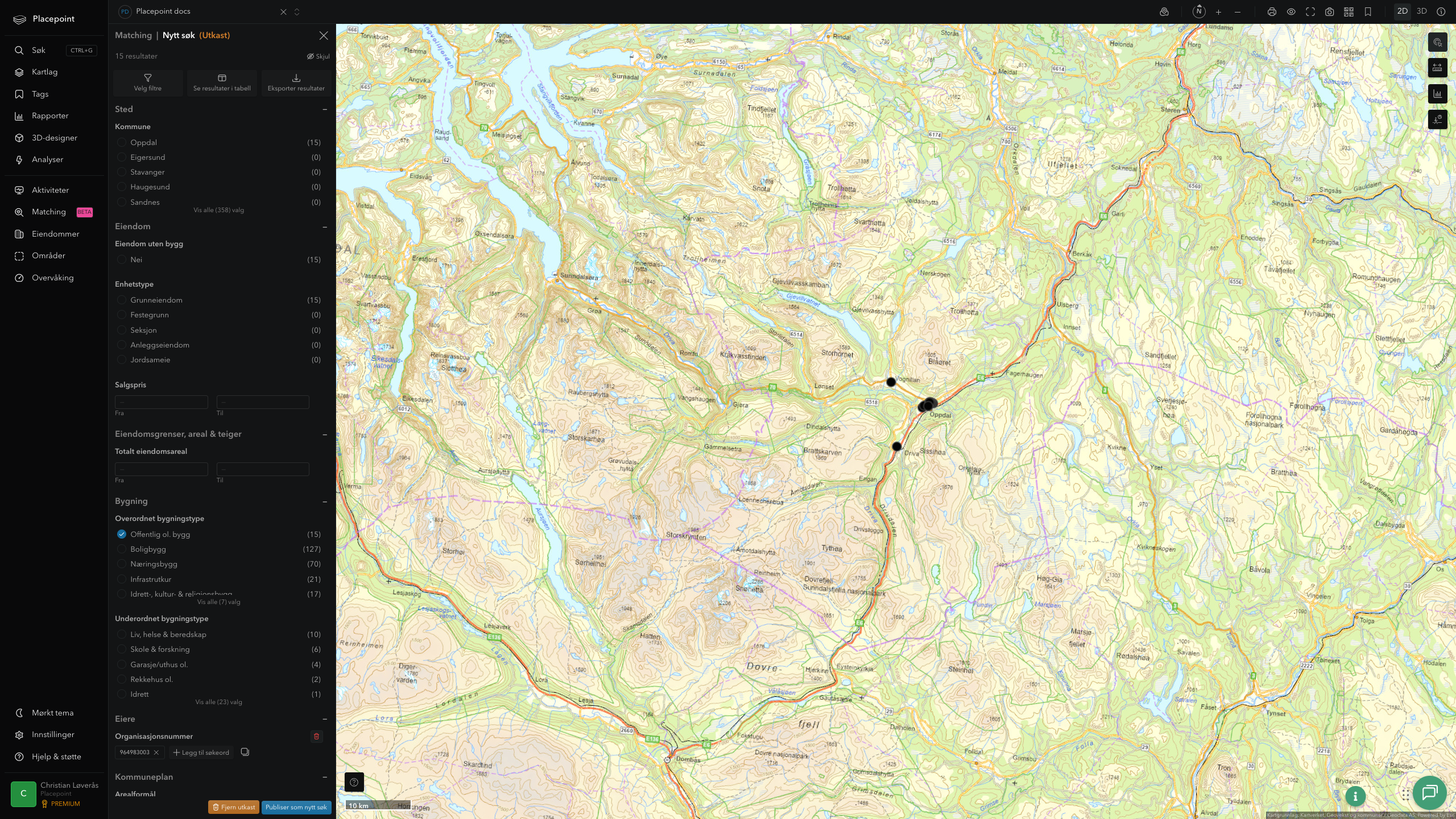 Matching-resultat for Oppdal kommune