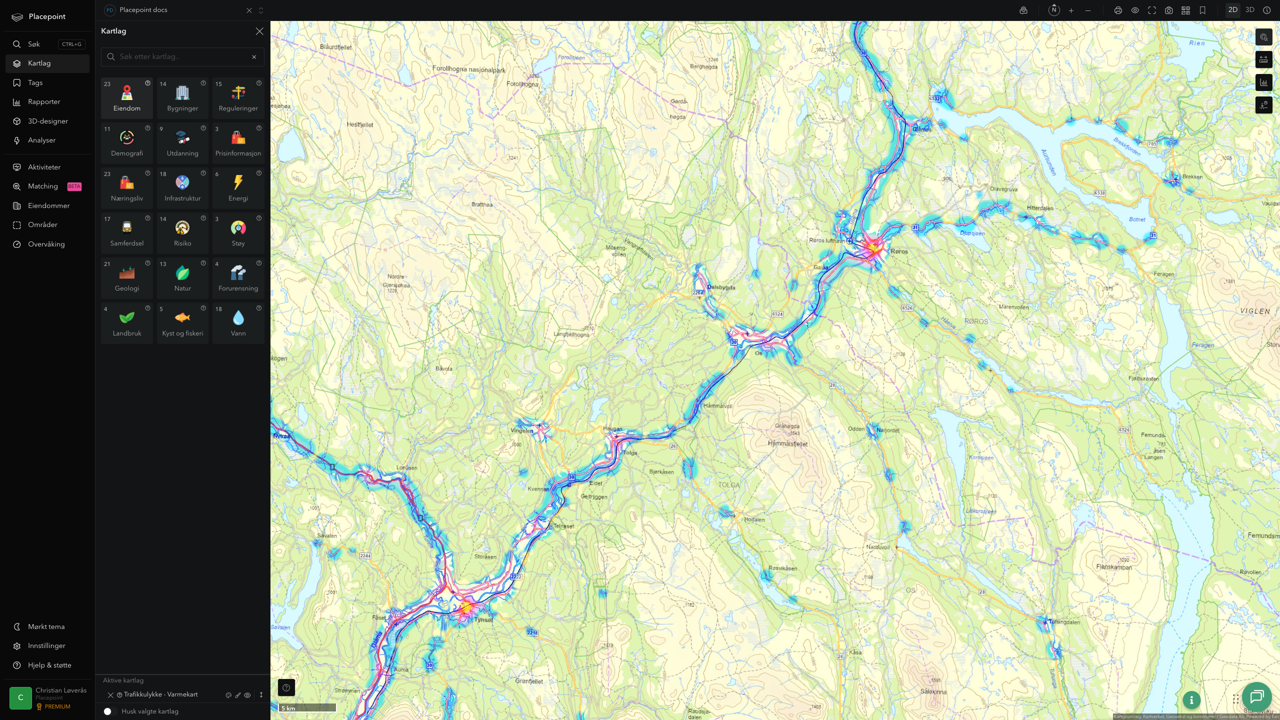 Os - trafikkulykker (varmekart)