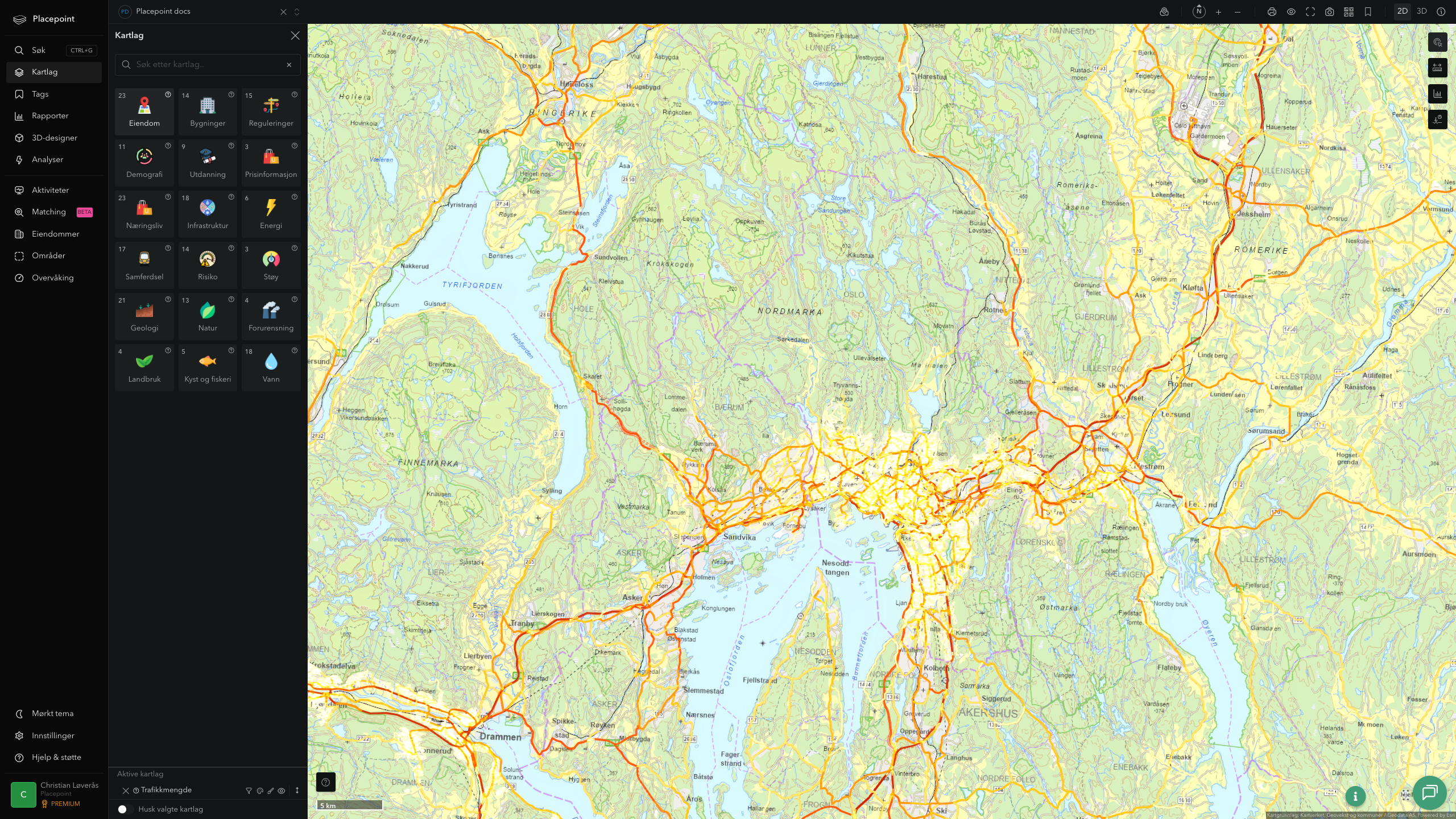 Oslo - trafikkmengde (ÅDT)