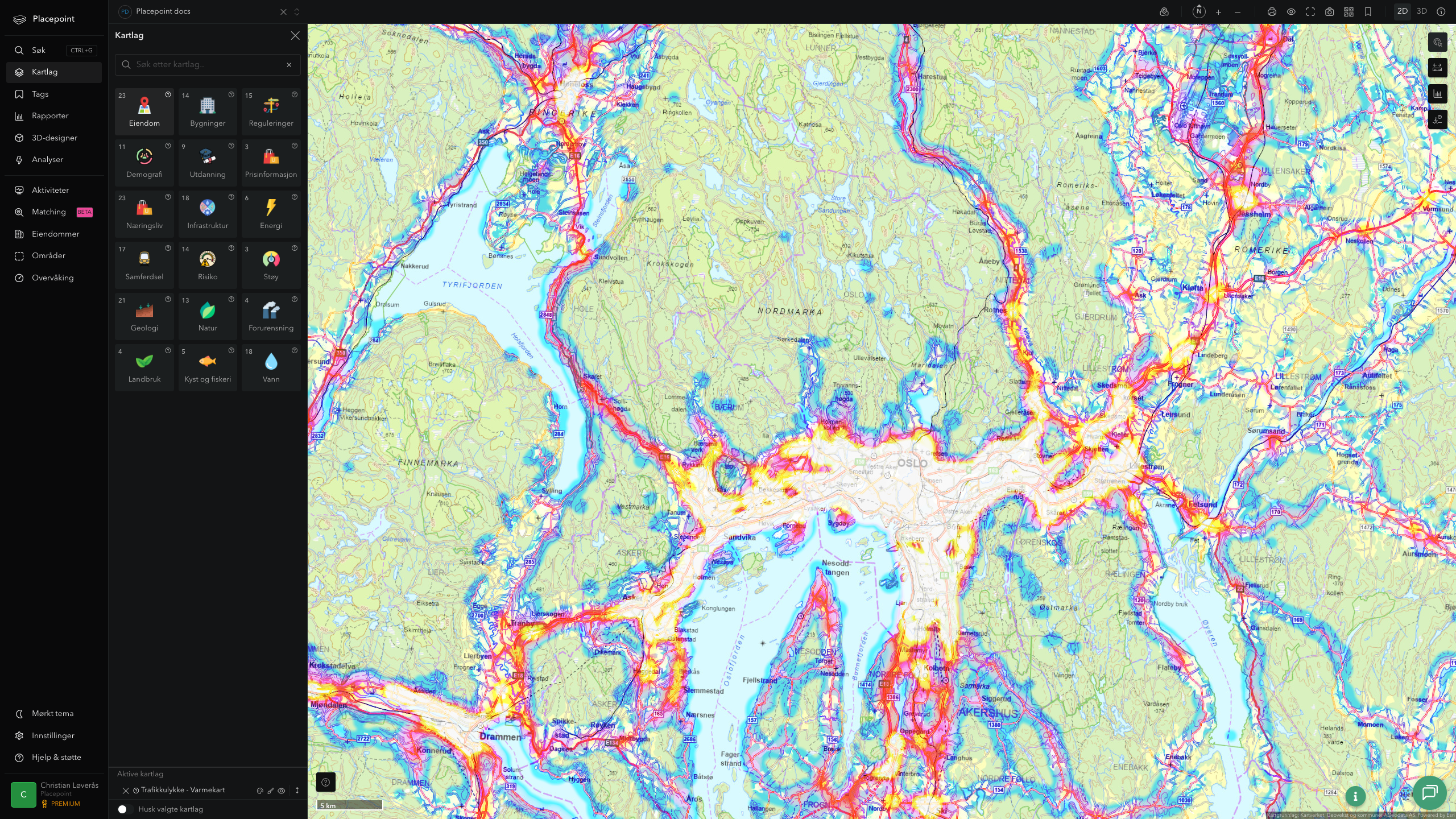 Oslo - trafikkulykker (varmekart)