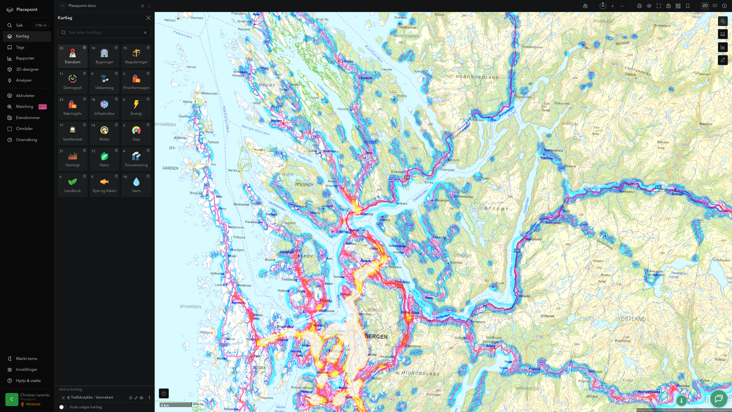 Osterøy - trafikkulykker (varmekart)