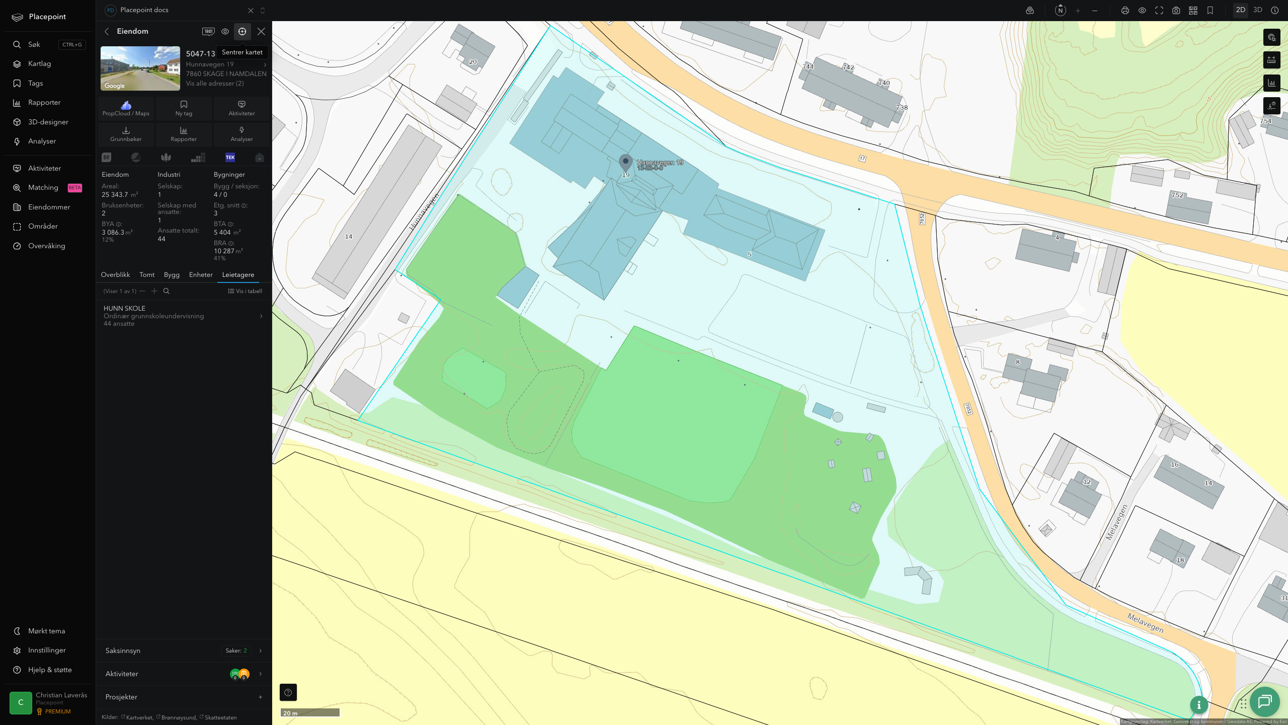 Eiendomspanel for en av Overhalla kommunes eiendommer
