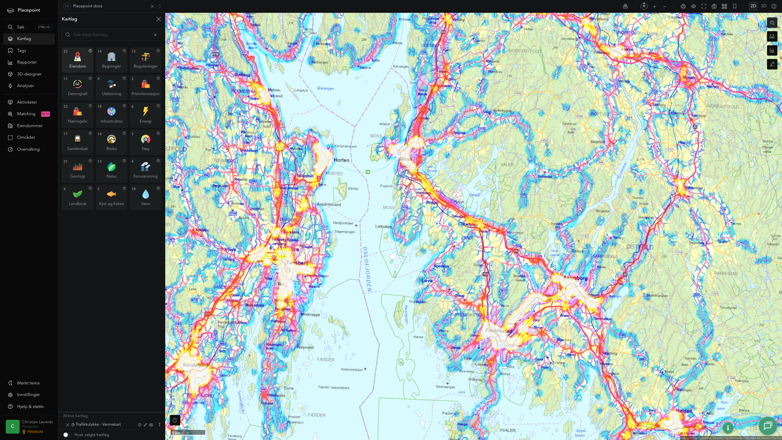 Råde - trafikkulykker (varmekart)