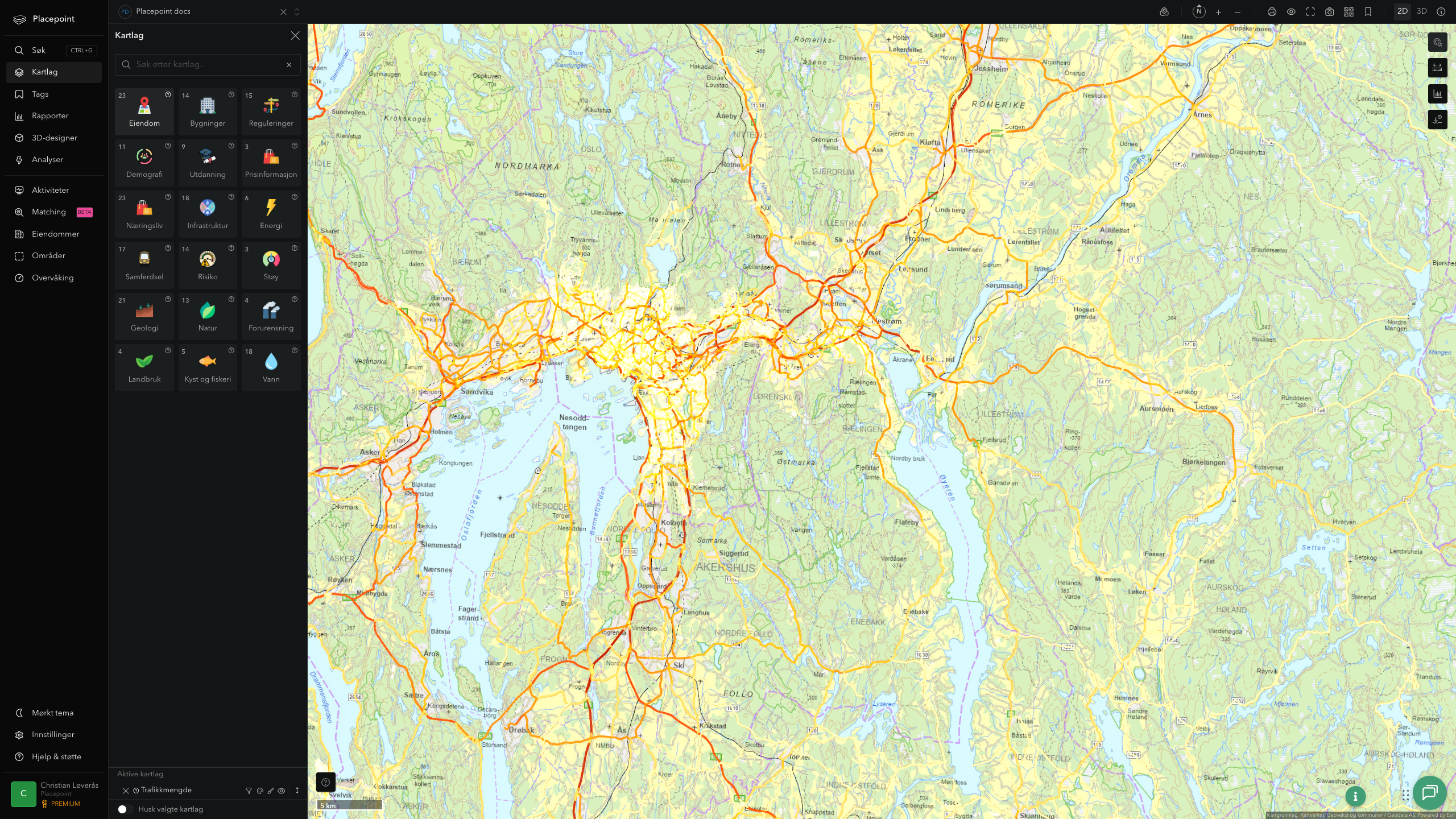 Rælingen - trafikkmengde (ÅDT)