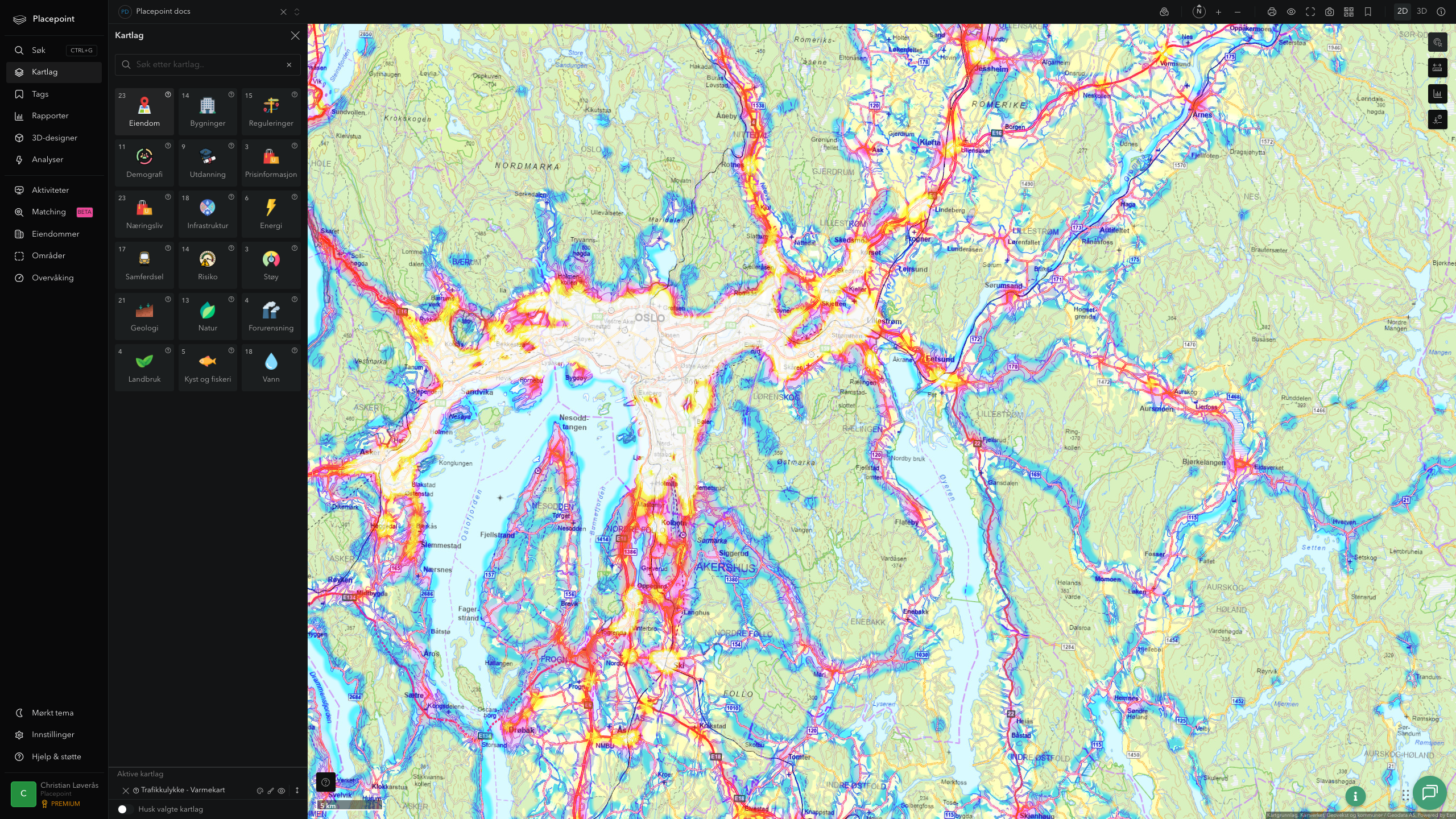 Rælingen - trafikkulykker (varmekart)