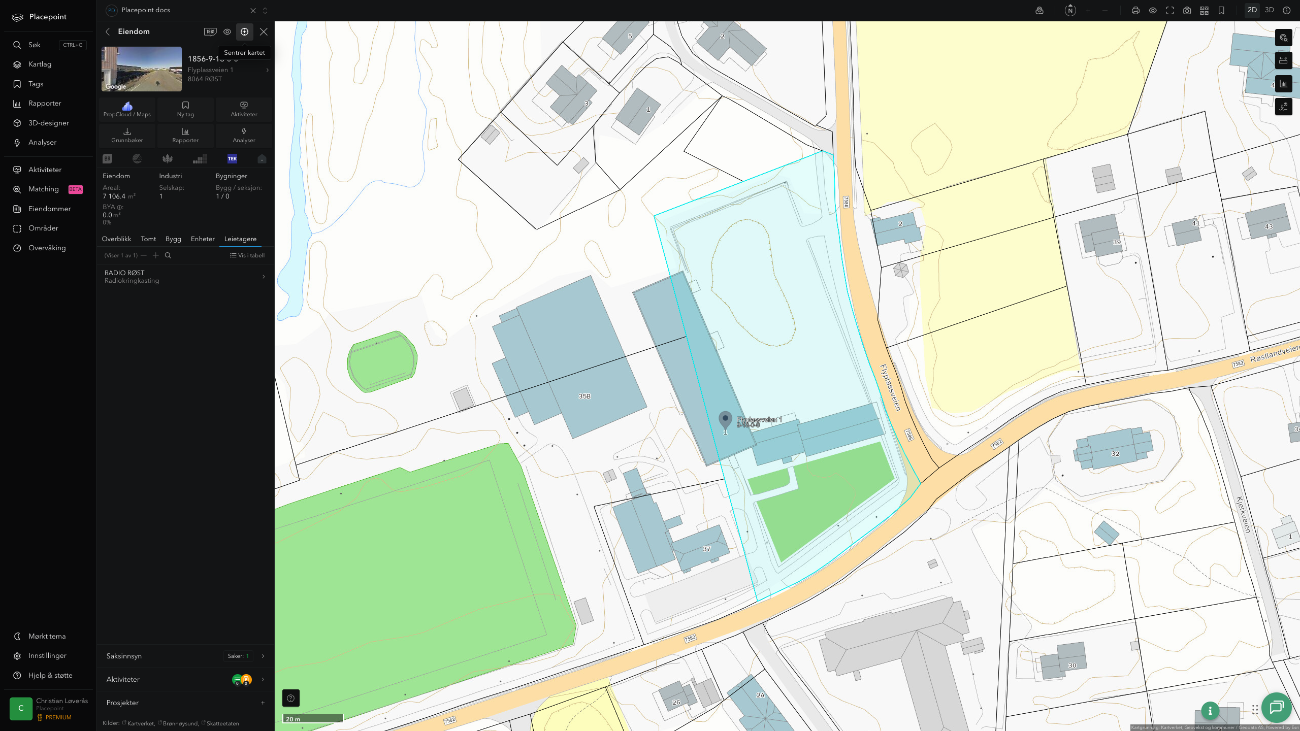 Eiendomspanel for en av Røst kommunes eiendommer
