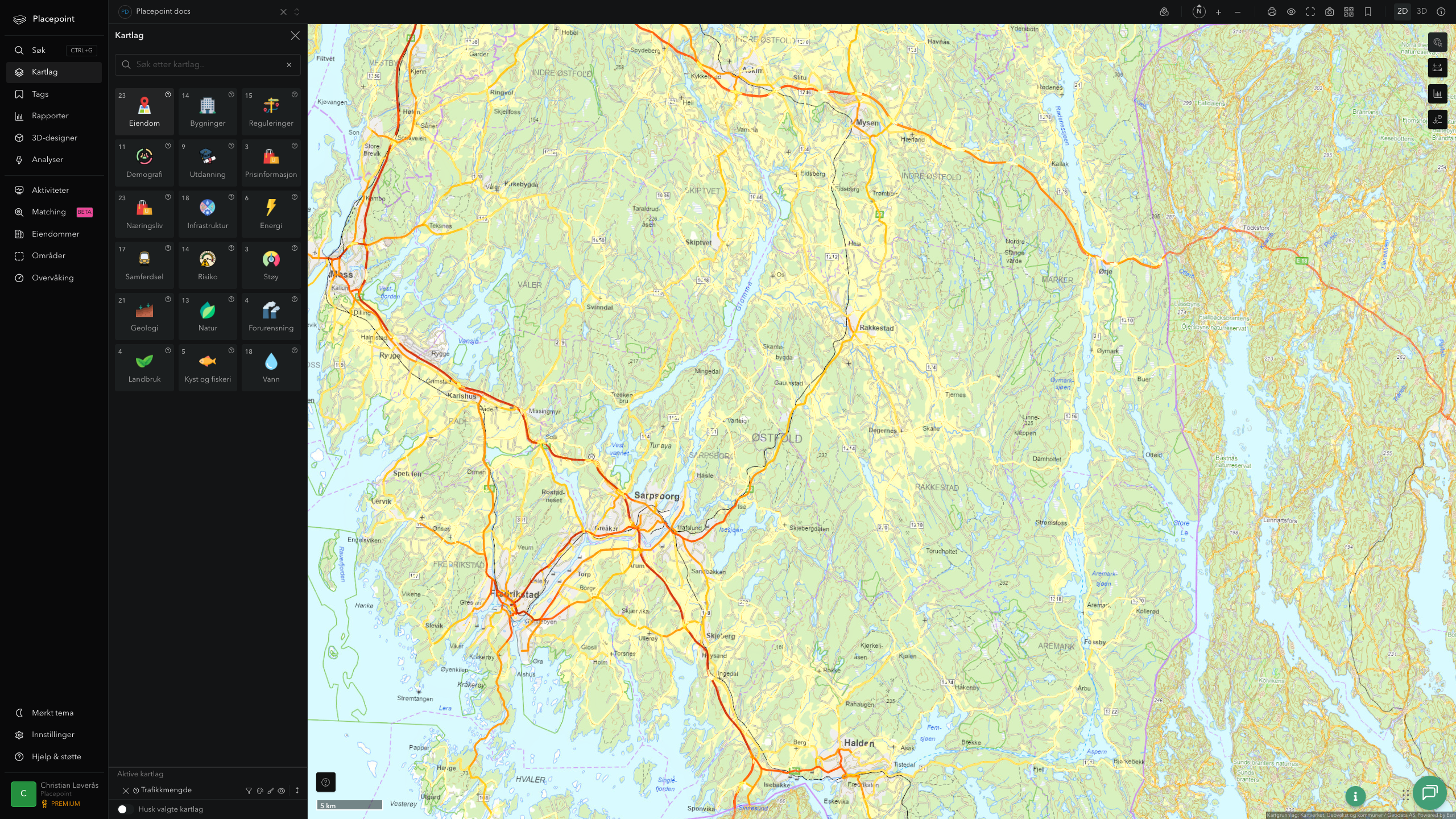 Rakkestad - trafikkmengde (ÅDT)