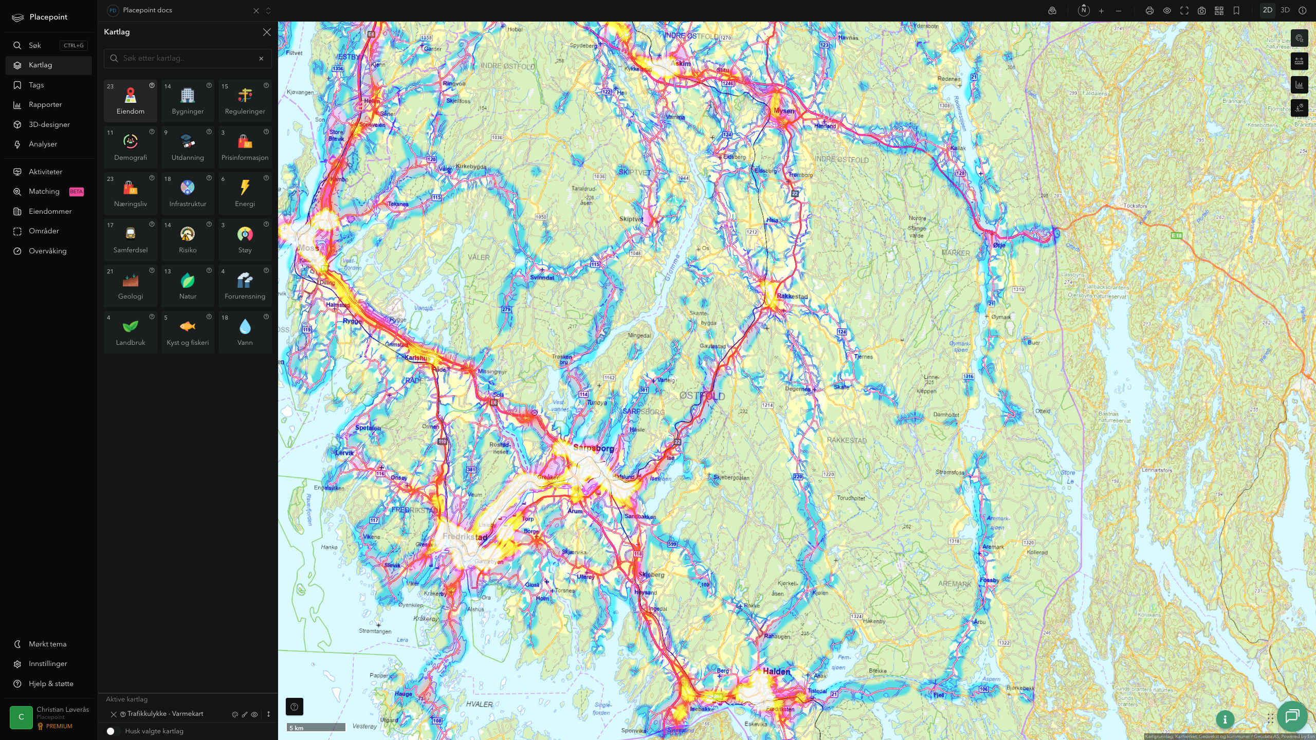 Rakkestad - trafikkulykker (varmekart)