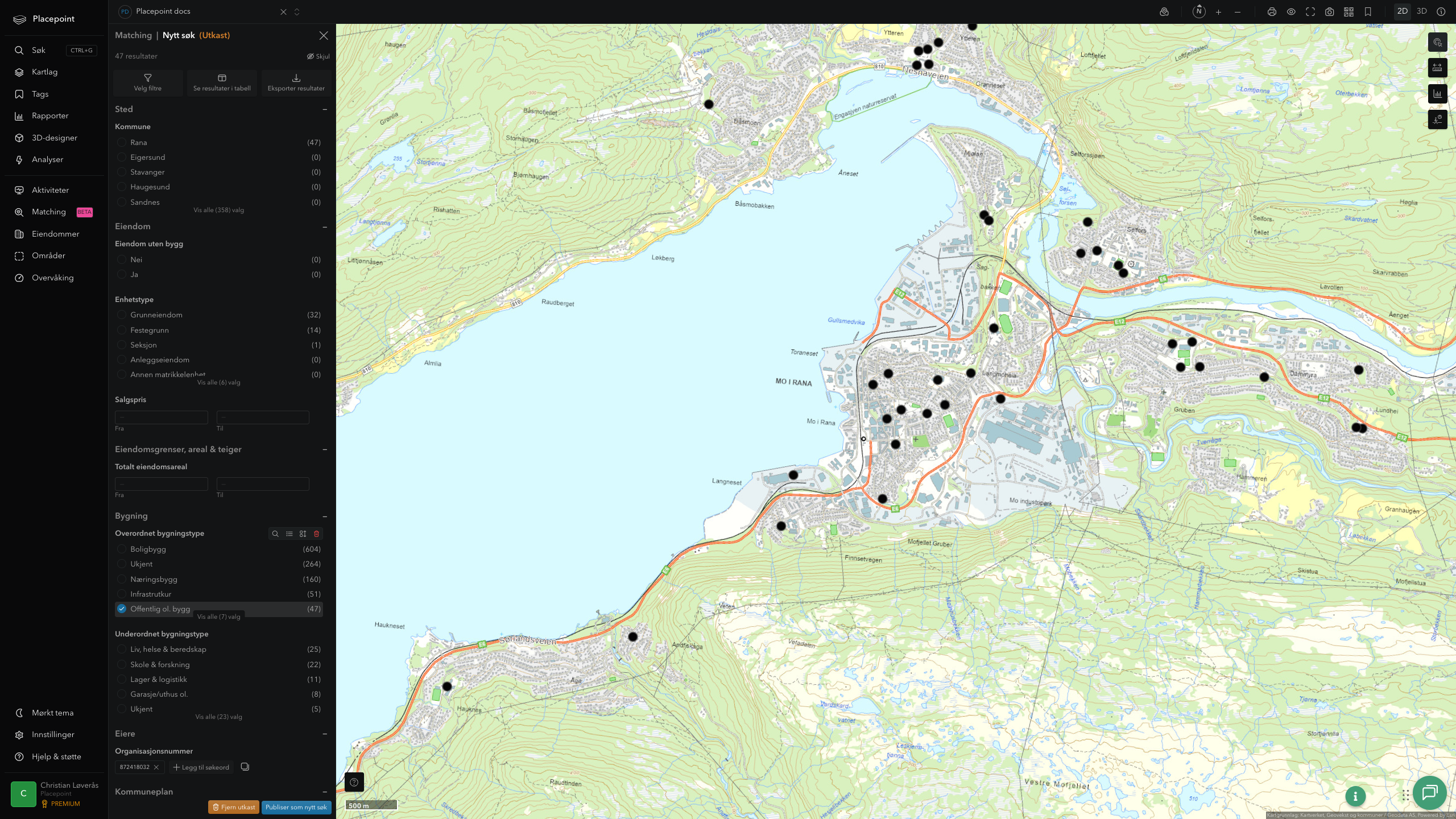 Rana - offentlige bygg, sentrumsnært