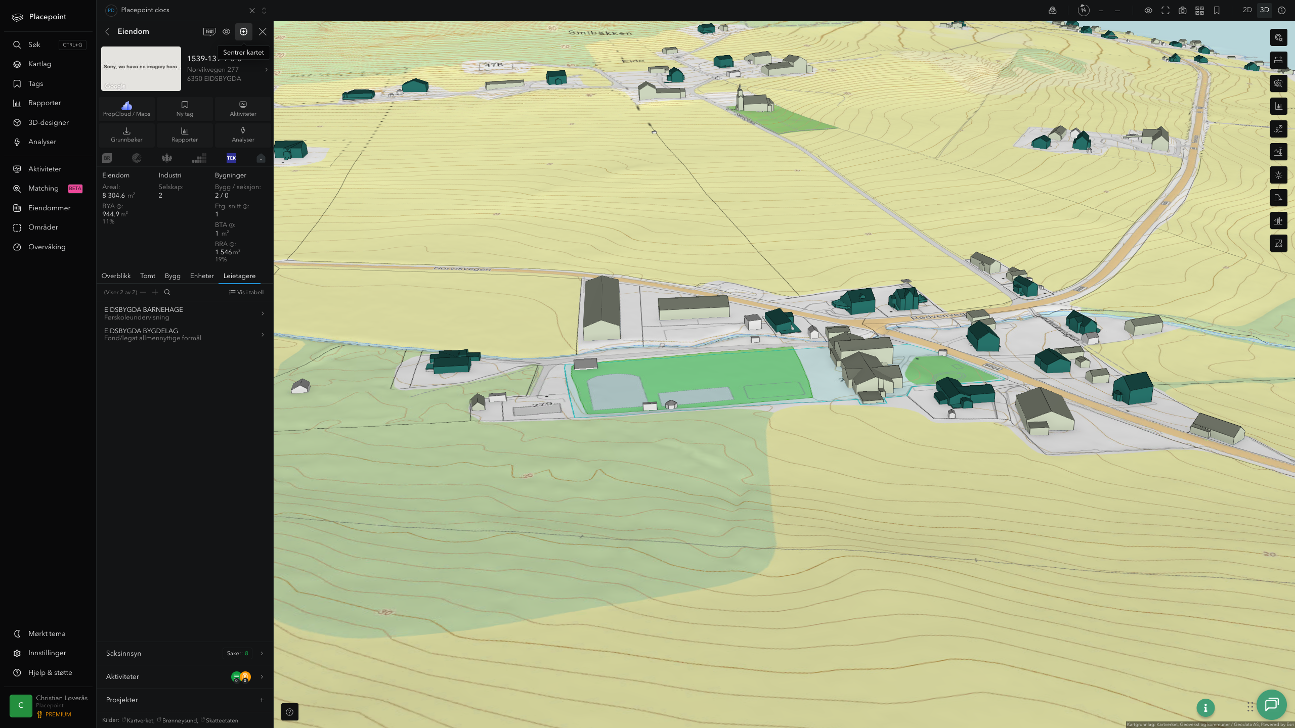 Et av kommunens bygg i 3D