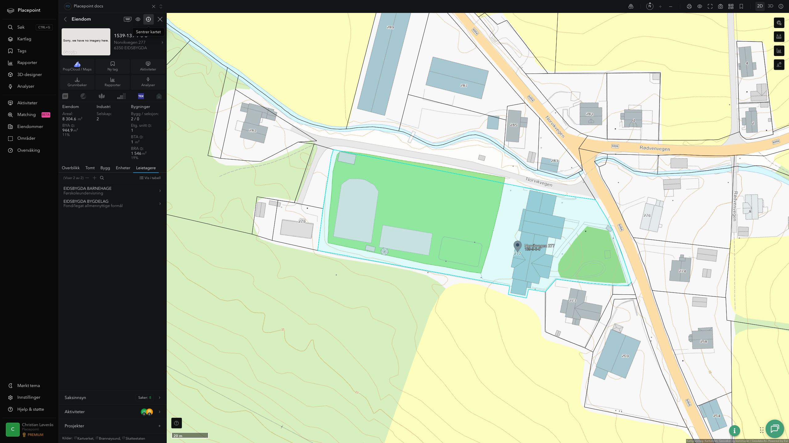 Eiendomspanel for en av Rauma kommunes eiendommer