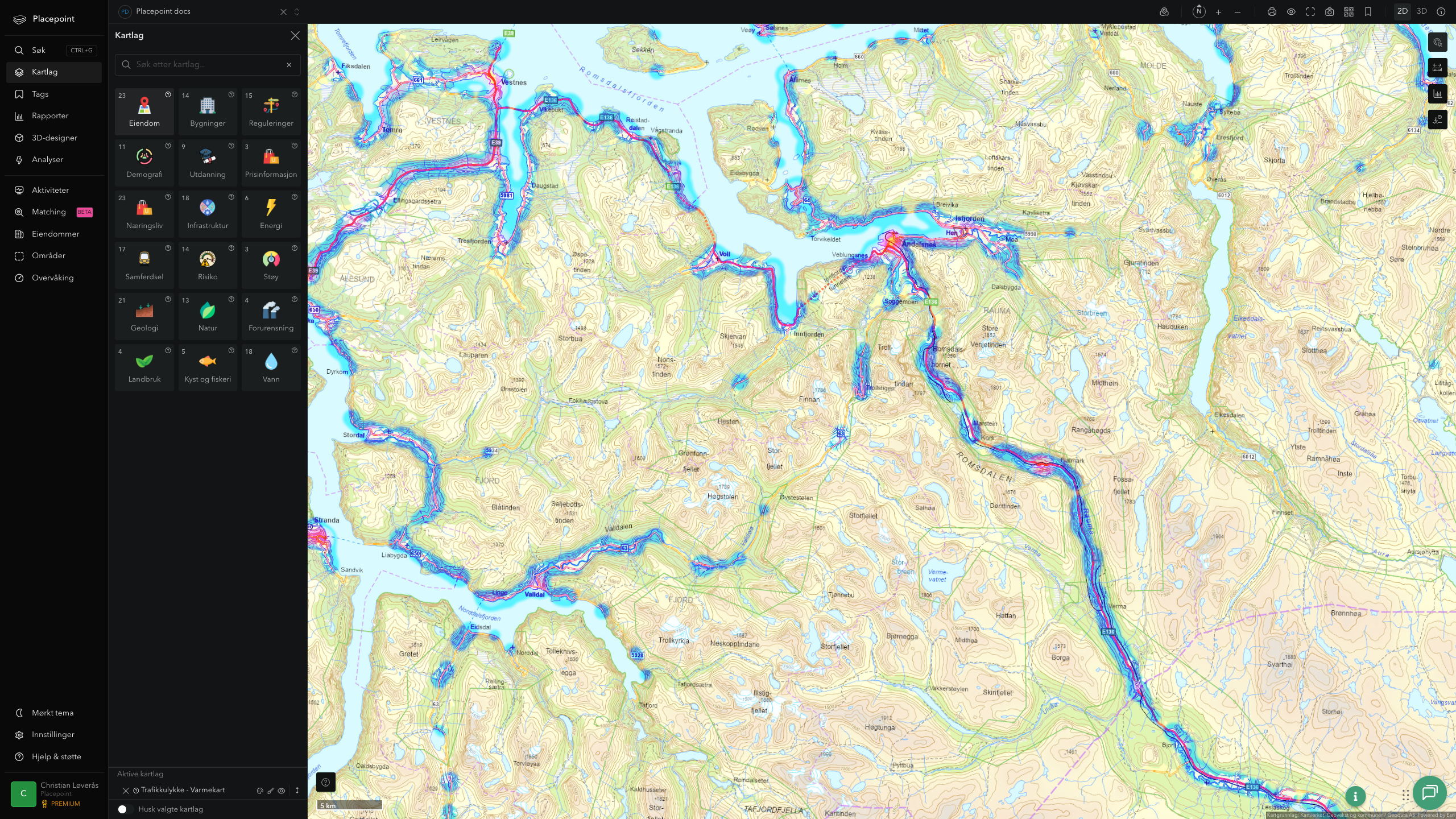 Rauma - trafikkulykker (varmekart)