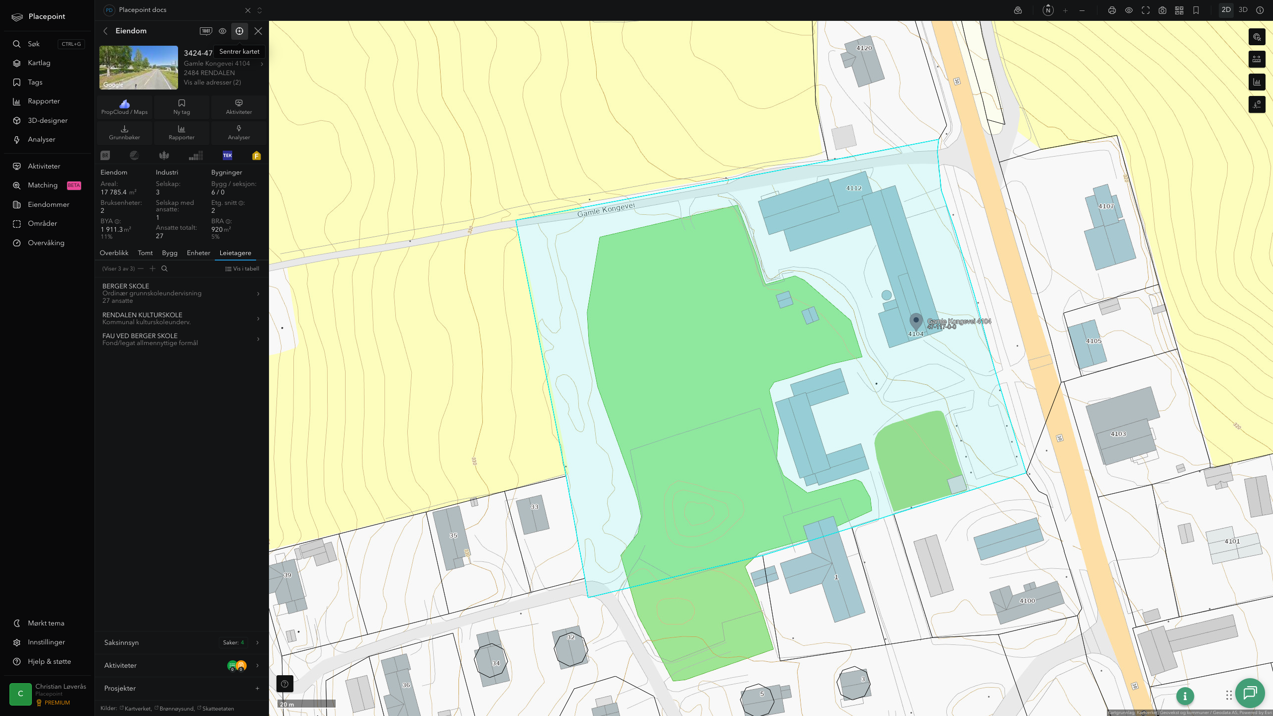 Eiendomspanel for en av Rendalen kommunes eiendommer