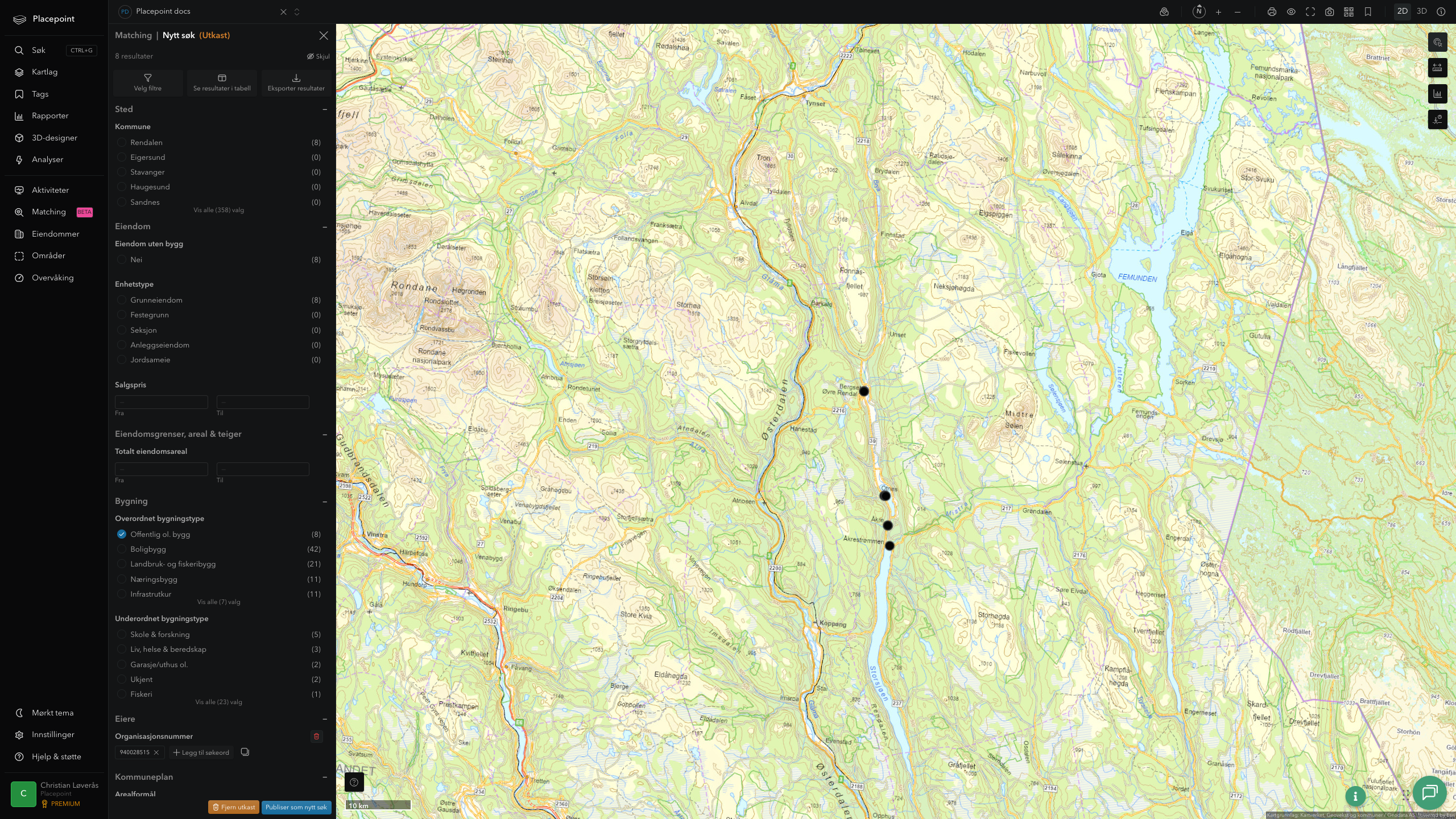 Matching-resultat for Rendalen kommune