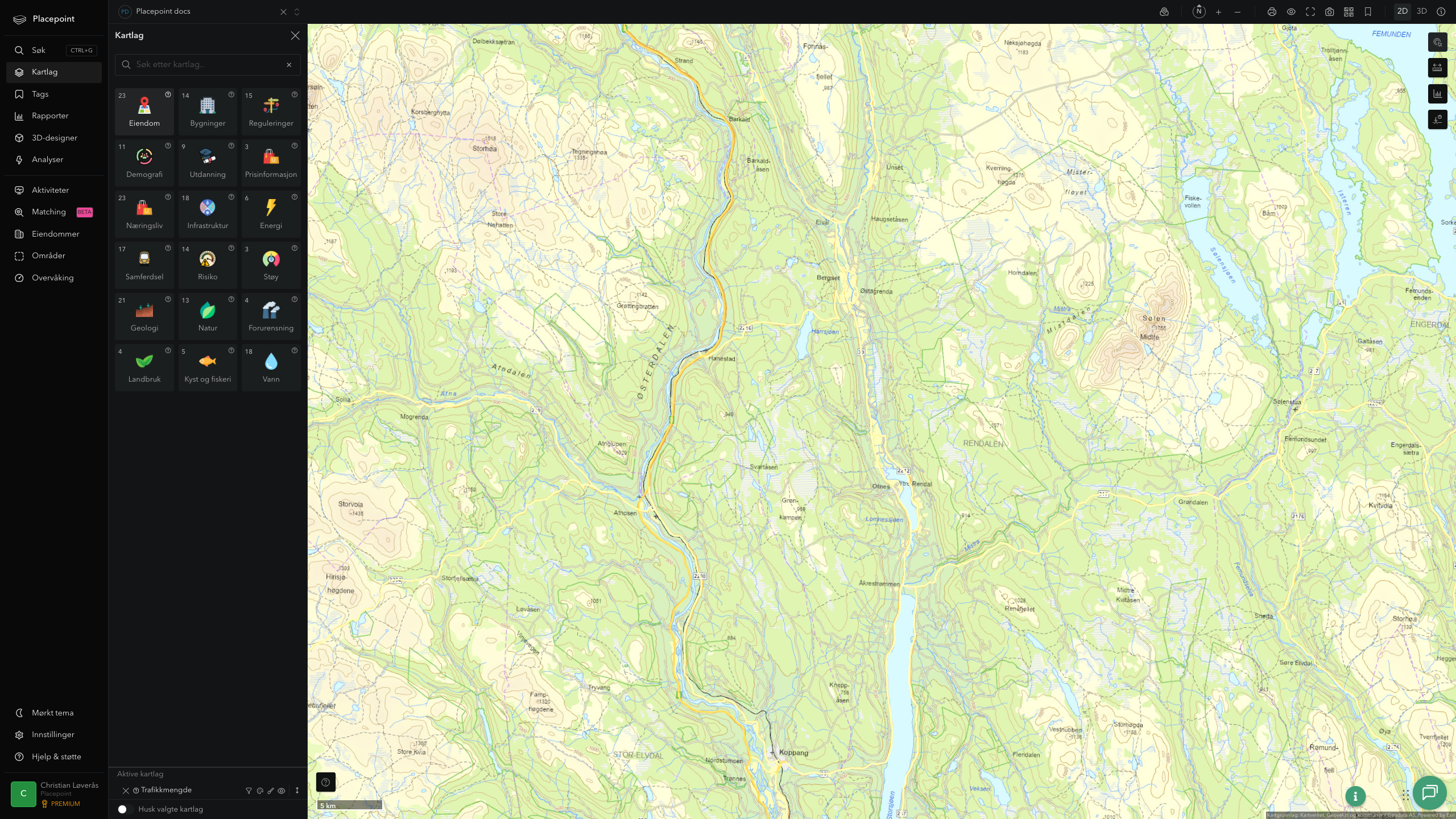 Rendalen - trafikkmengde (ÅDT)
