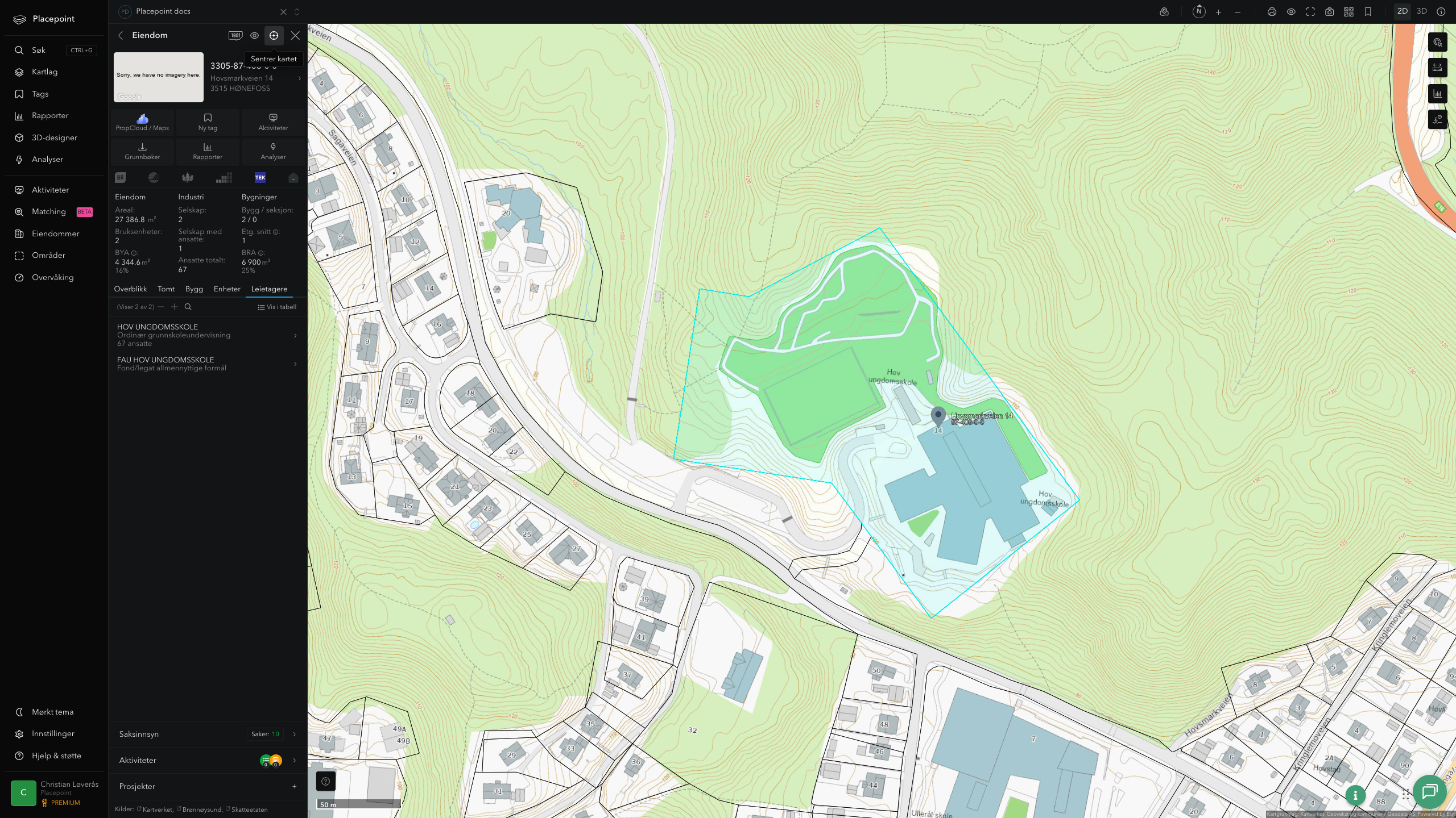 Eiendomspanel for en av Ringerike kommunes eiendommer