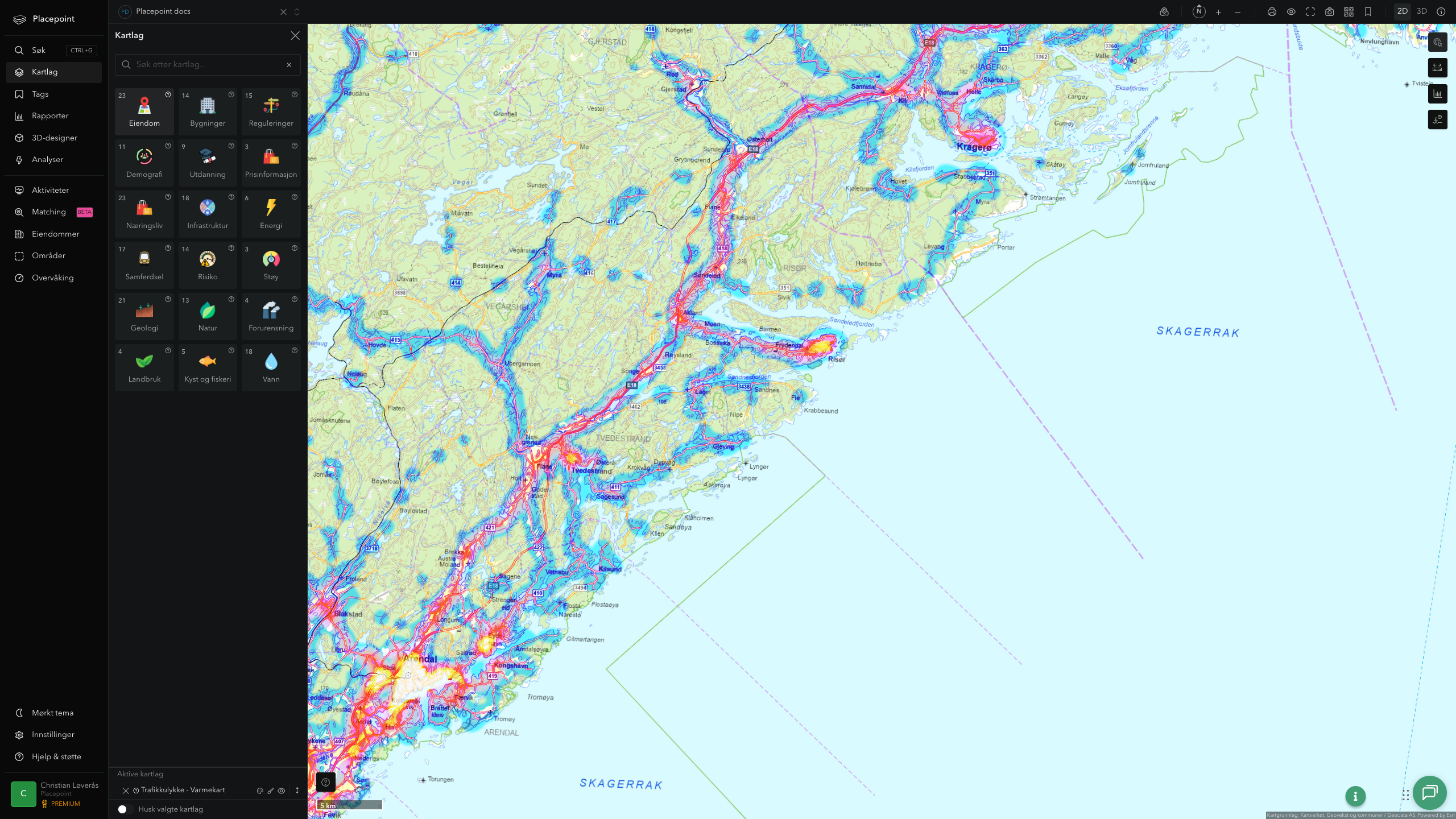 Risør - trafikkulykker (varmekart)