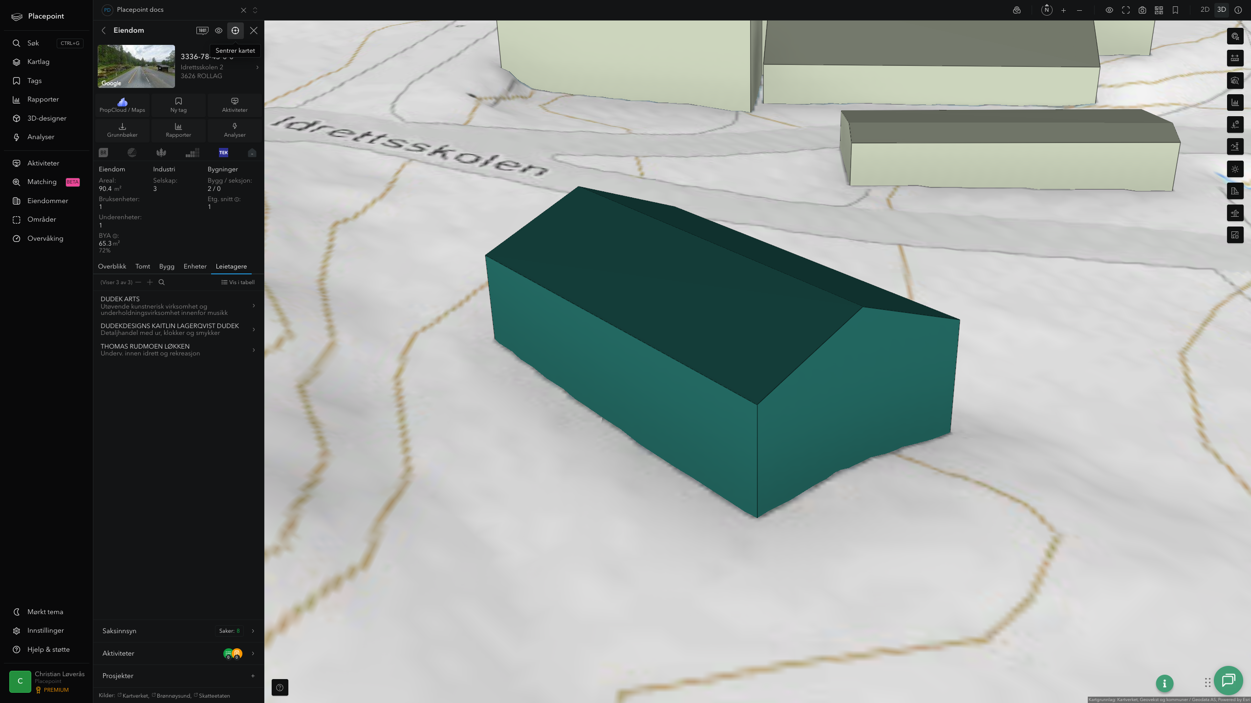 Et av kommunens bygg i 3D