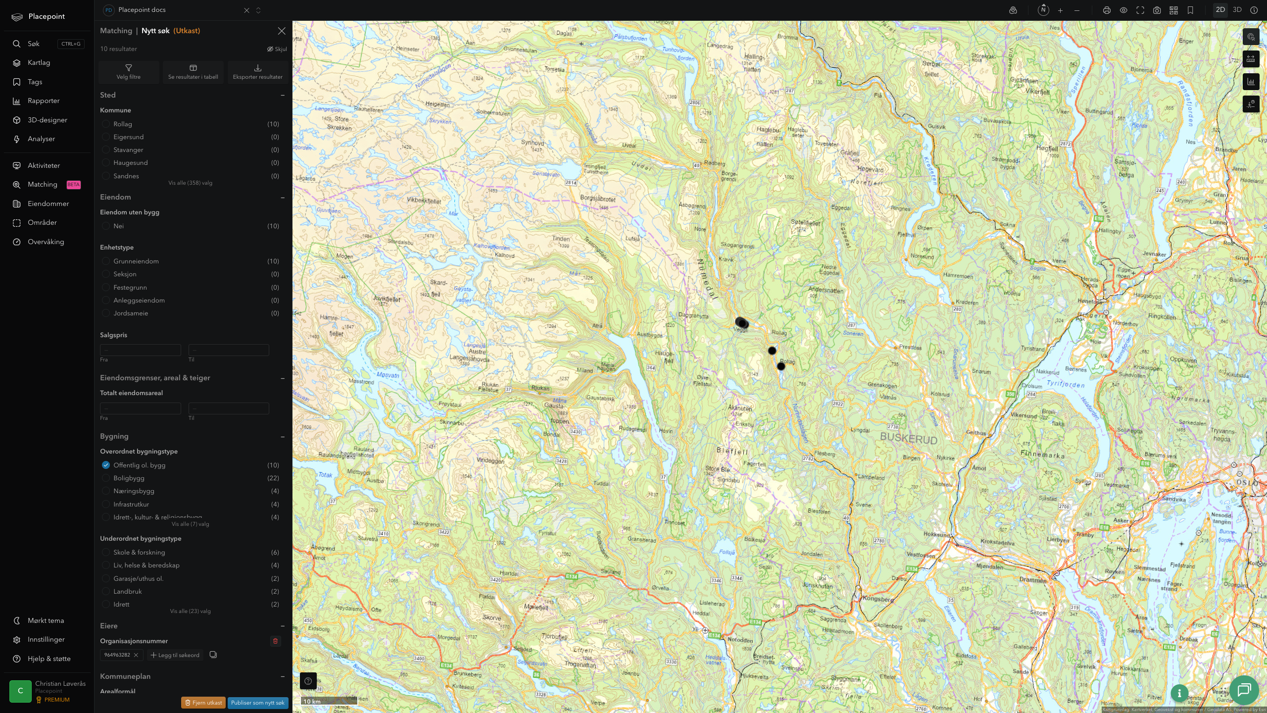 Matching-resultat for Rollag kommune