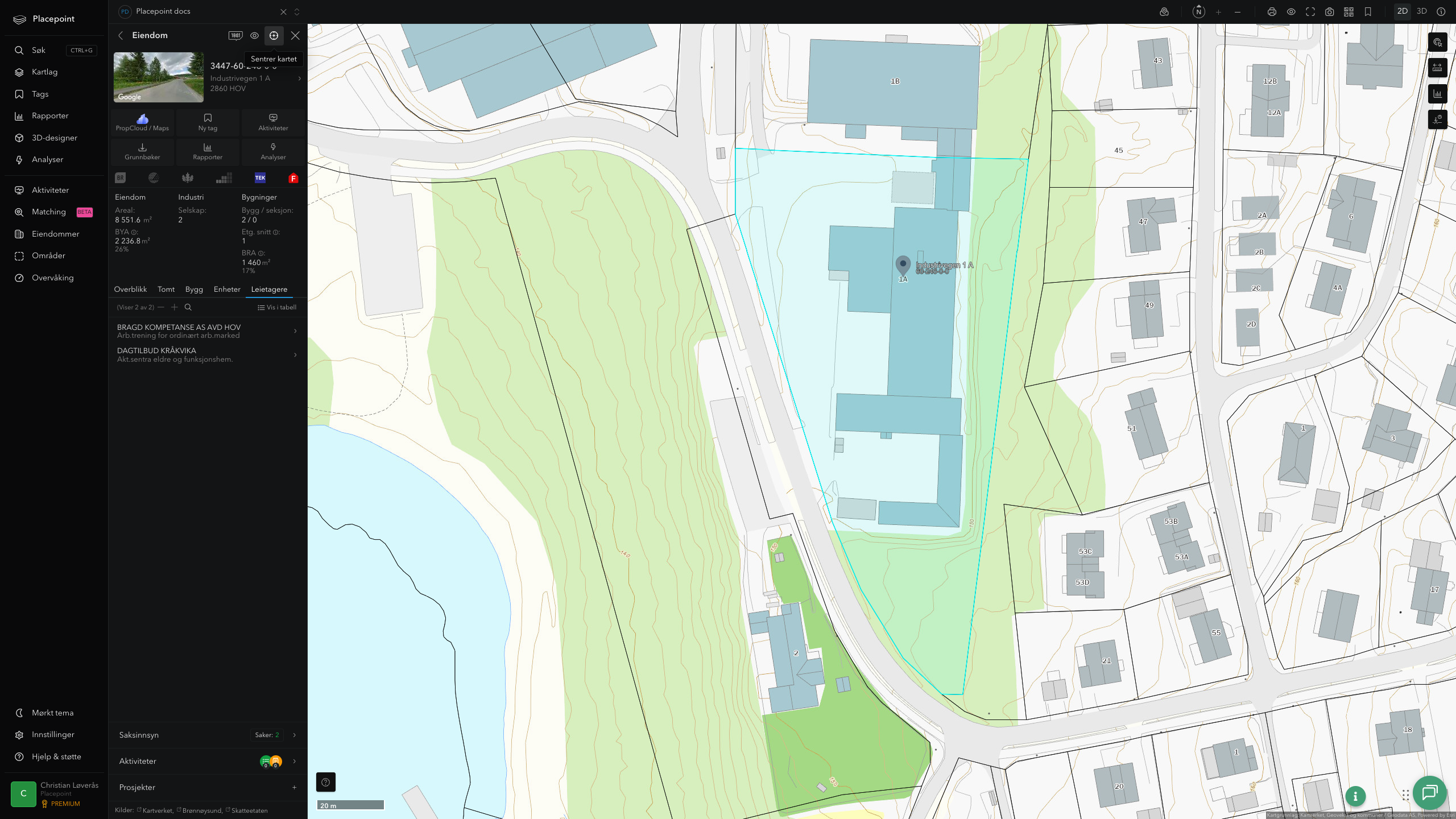 Eiendomspanel for en av Søndre Land kommunes eiendommer