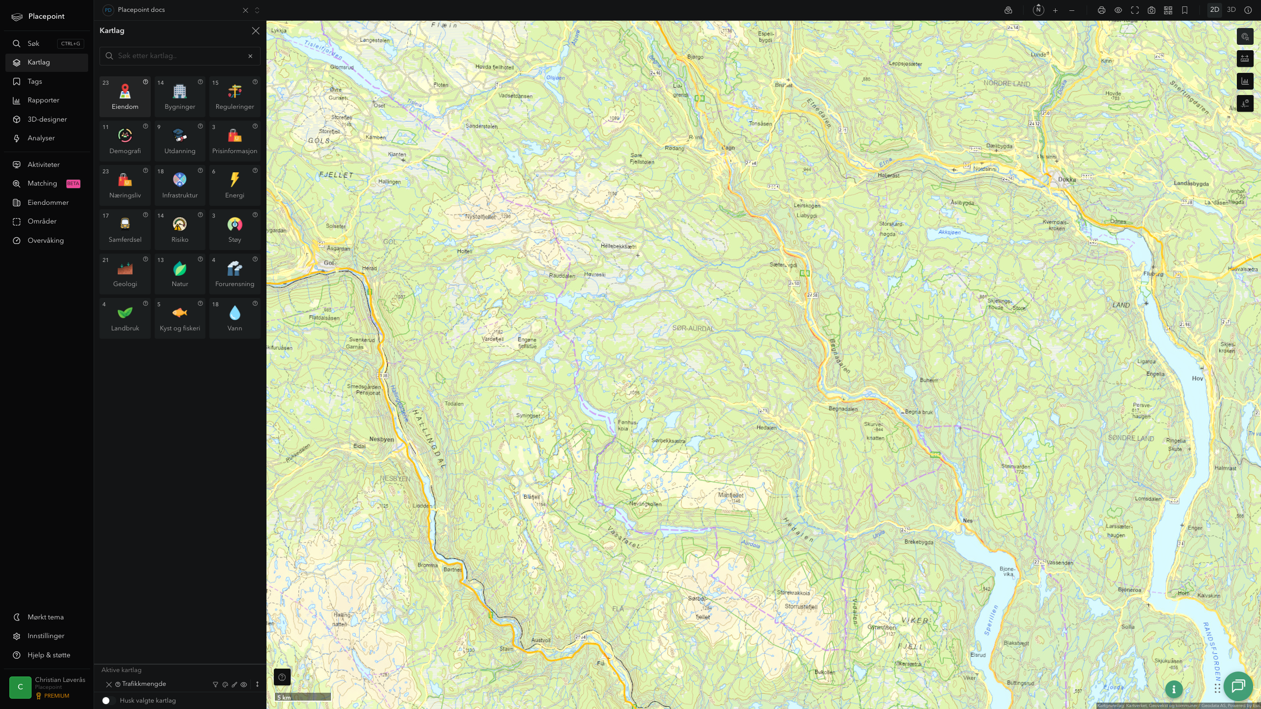 Sør-Aurdal - trafikkmengde (ÅDT)
