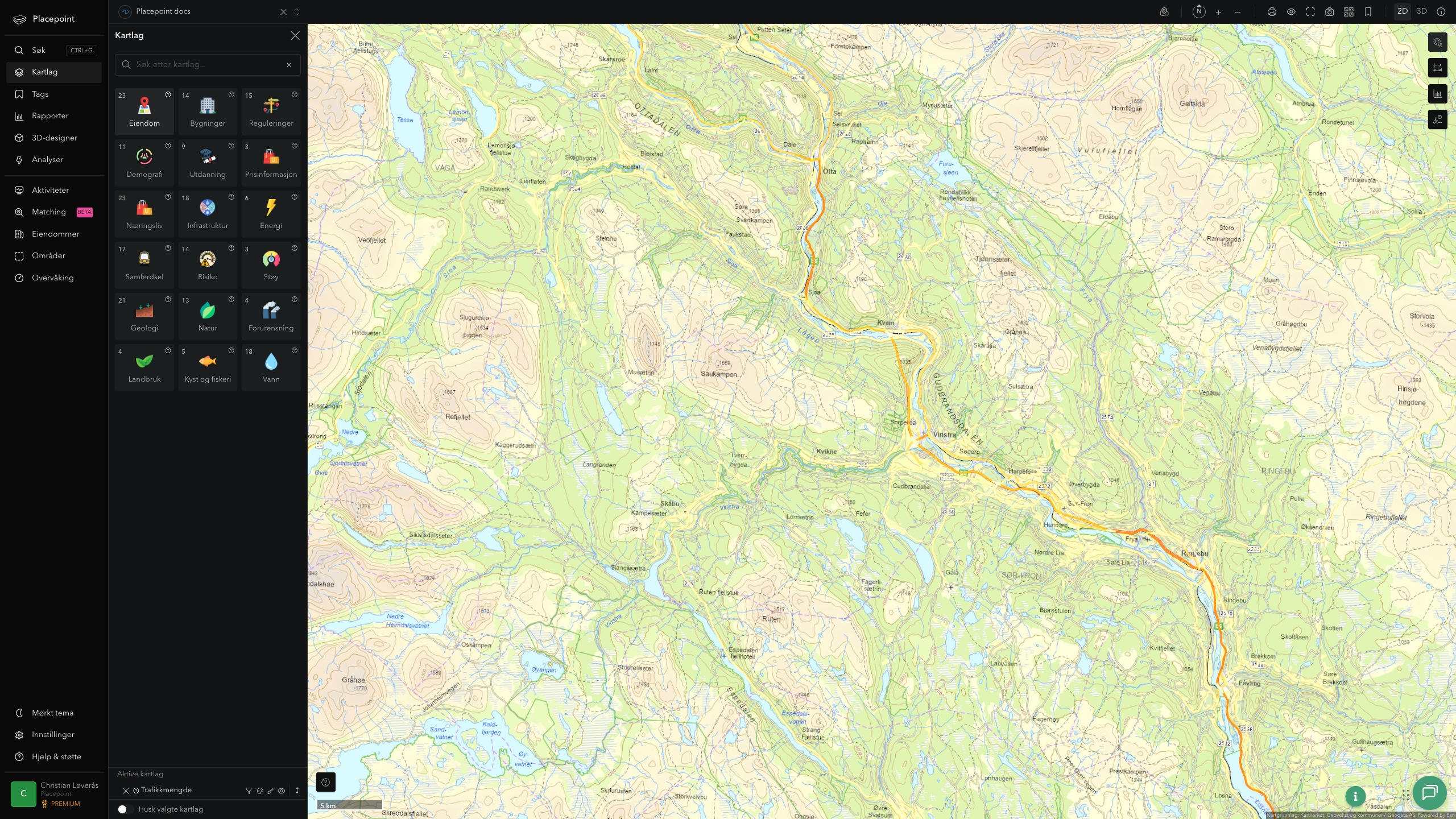 Sør-Fron - trafikkmengde (ÅDT)