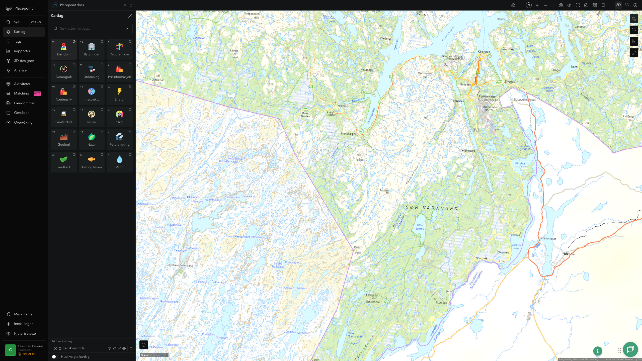 Sør-Varanger - trafikkmengde (ÅDT)